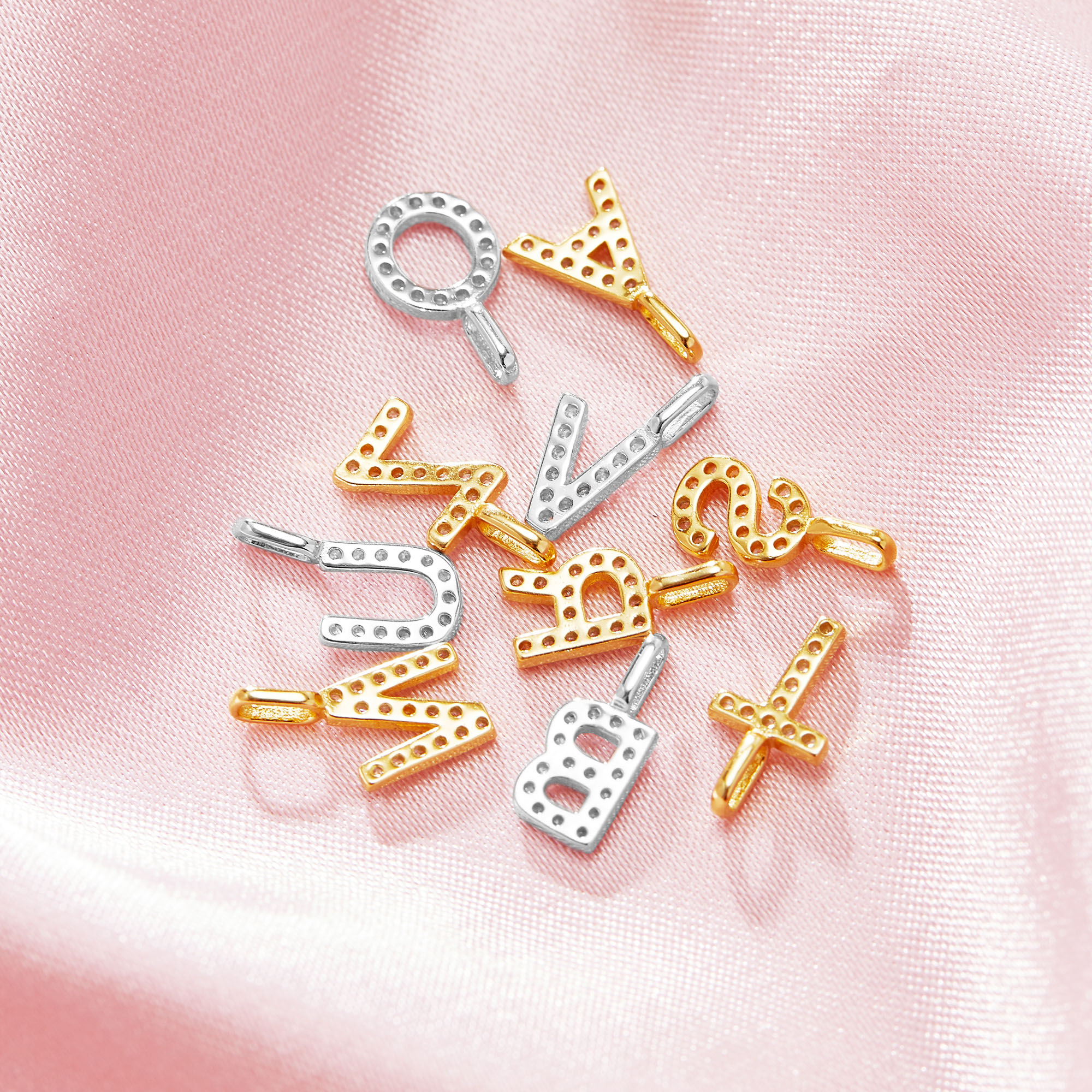 6-9MM Initial Letter Charm,Solid 14K 18K Gold Pendant Charm,Pave Moissanite Alphabet Charm,DIY Custom Name Charm Supplies 1431265 - Click Image to Close