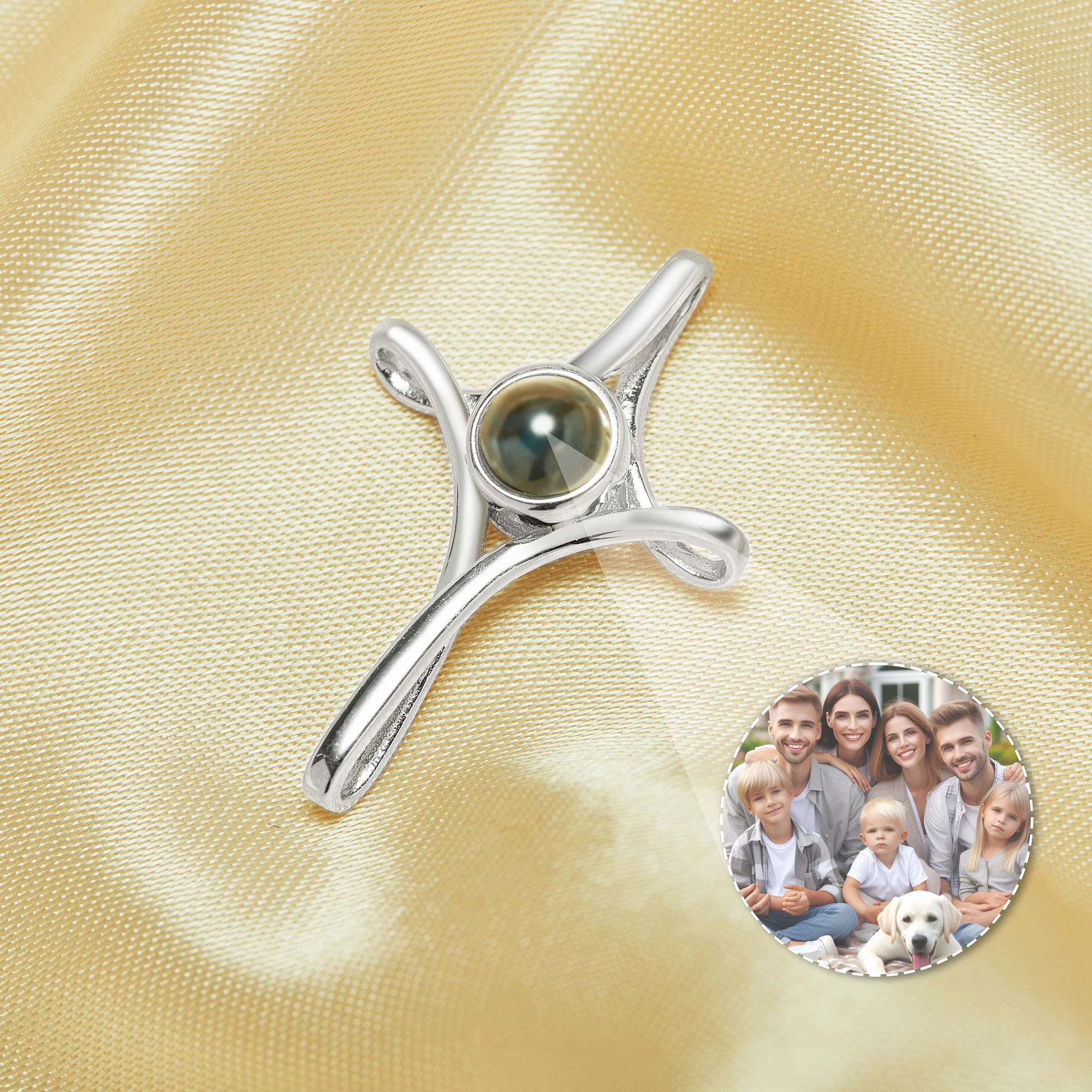 Keepsake Personalized Projection Cross Pendant,Solid 925 Sterling Silver Charm,Custom Photo Memorial Photo Jewelry Supplies 1431267 - Click Image to Close