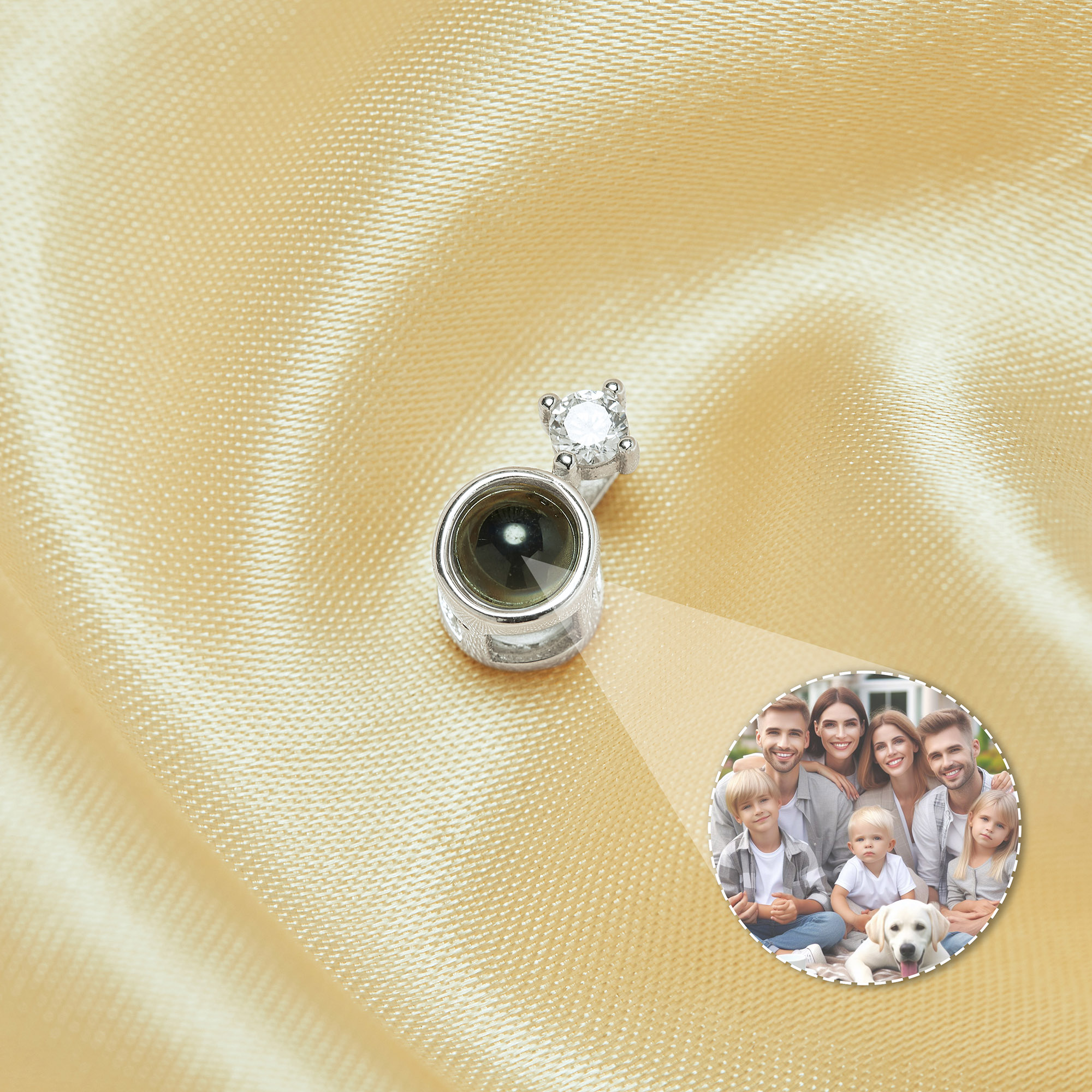 Keepsake Personalized Projection Round Pendant,Solid 925 Sterling Silver Charm,Custom Photo Memorial Photo Jewelry Supplies 1431268 - Click Image to Close