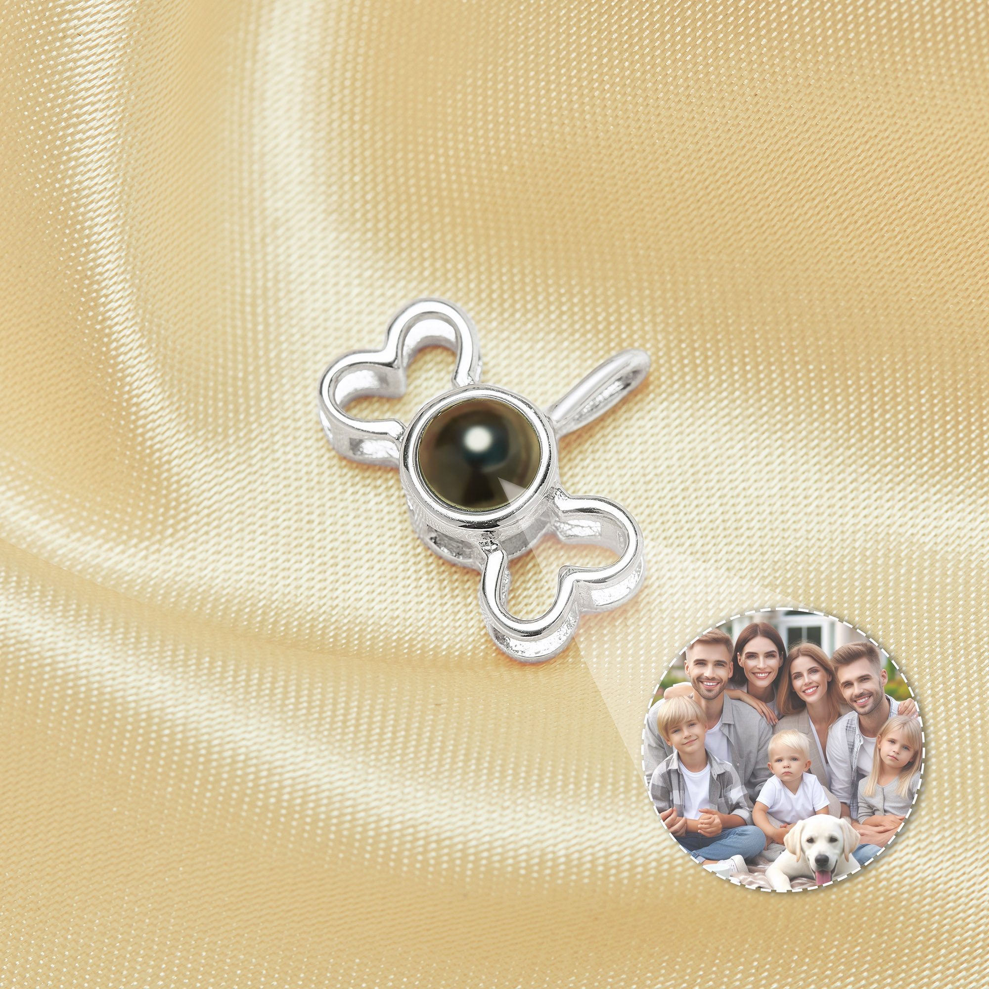 Keepsake Personalized Projection Pet Bone Pendant,Solid 925 Sterling Silver Charm,Custom Photo Memorial Photo Jewelry Supplies 1431269 - Click Image to Close