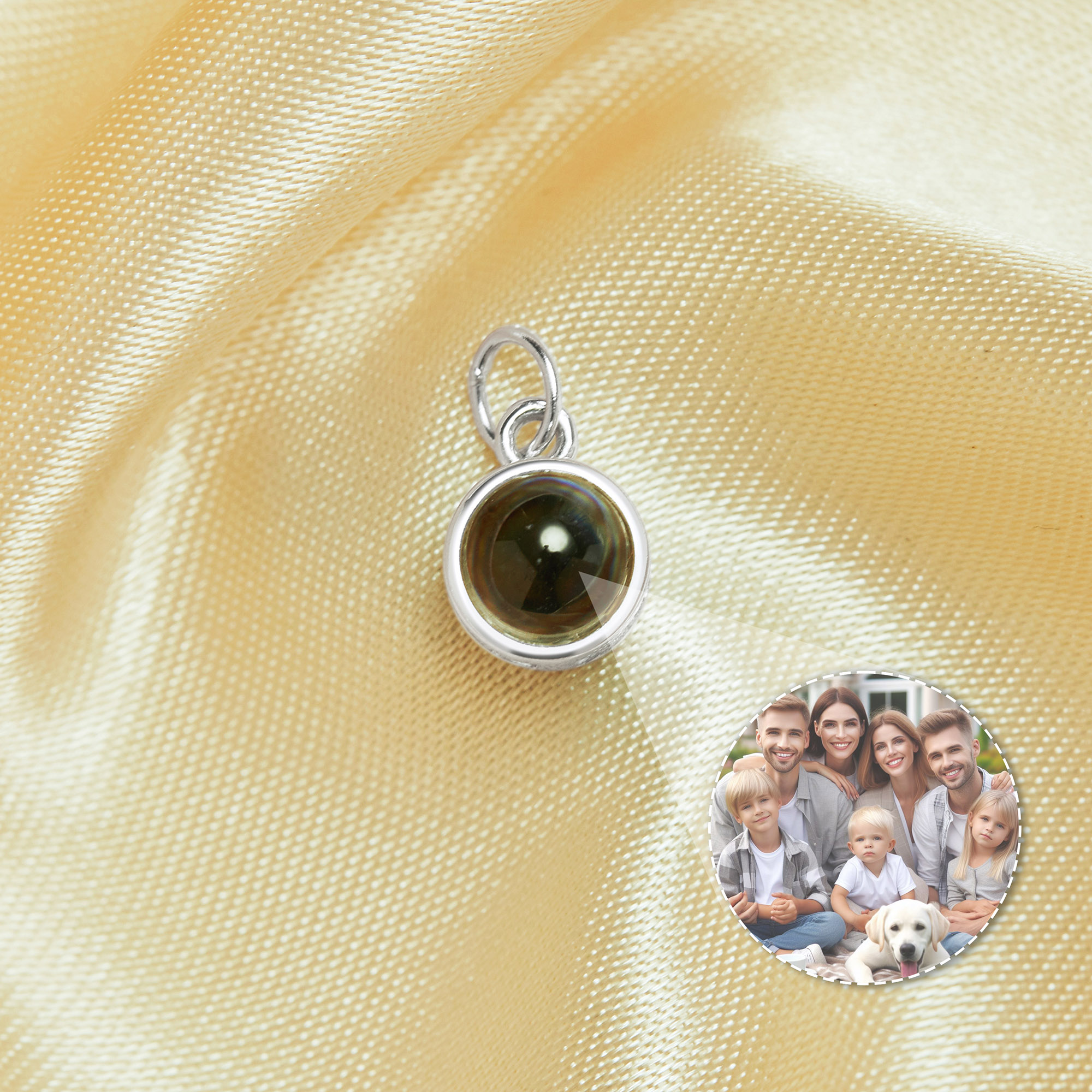Keepsake Minimalist Personalized Projection Round Pendant,Solid 925 Sterling Silver Round Charm,Custom Photo Memorial Photo Jewelry Supplies 1431270 - Click Image to Close
