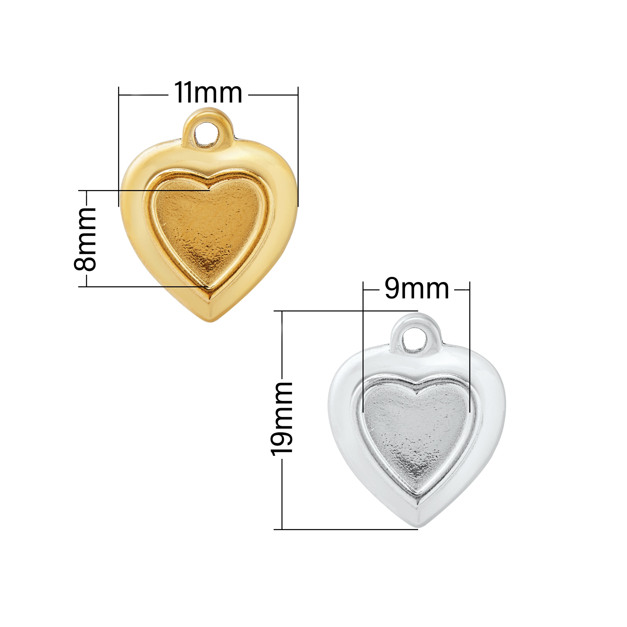 Keepsake Breastmilk Stainless Steel Heart Bezel Pendant Settings, Gold Plated 304L Charm,0.5MM Deep DIY Supplies 1431273 - Click Image to Close