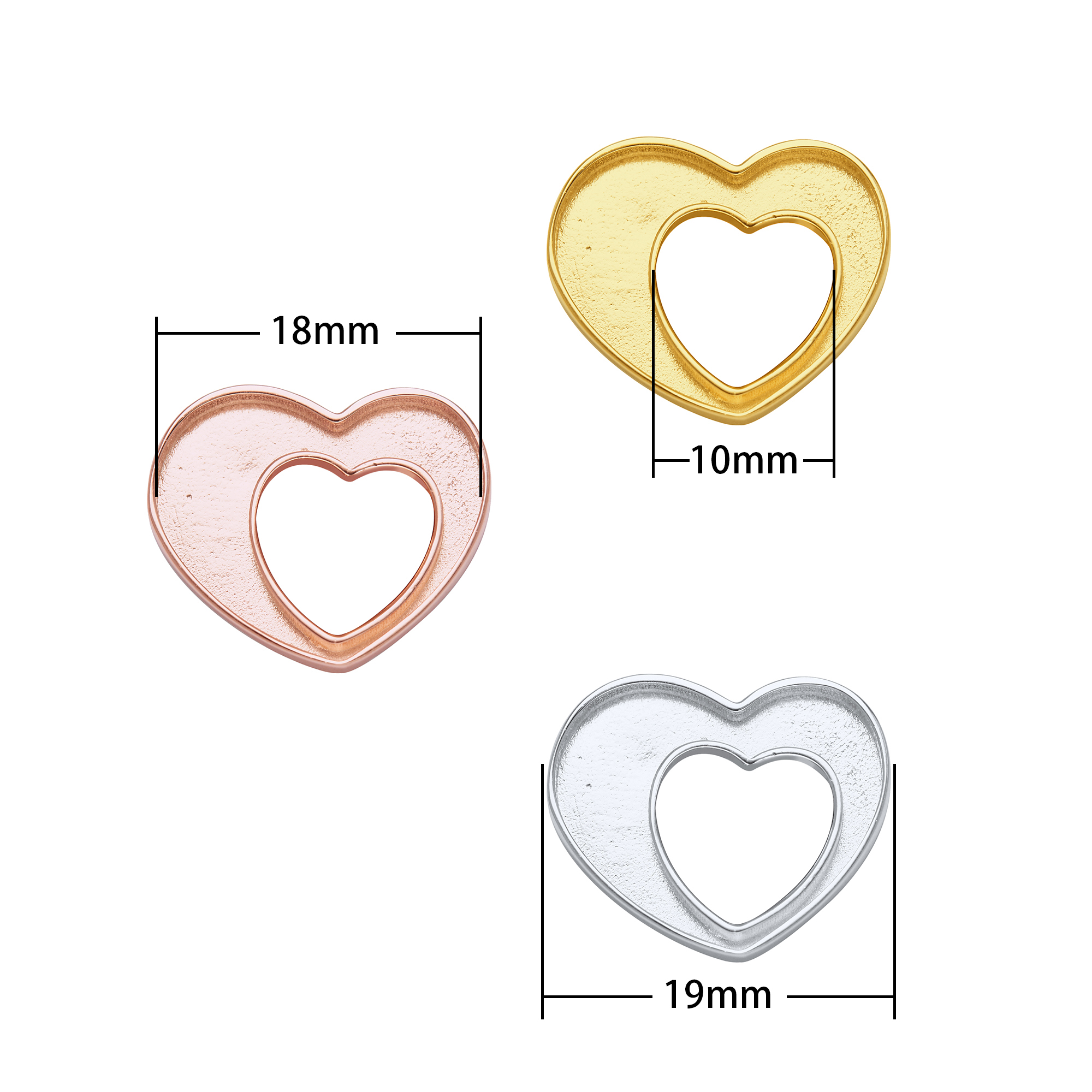 Keepsake Breast Milk Resin Heart Bezel Pendant Blank Settings,Solid 925 Sterling Silver Rose Gold Plated Charm,Hollow Heart Pendant,DIY Pendant Supplies 1431277 - Click Image to Close