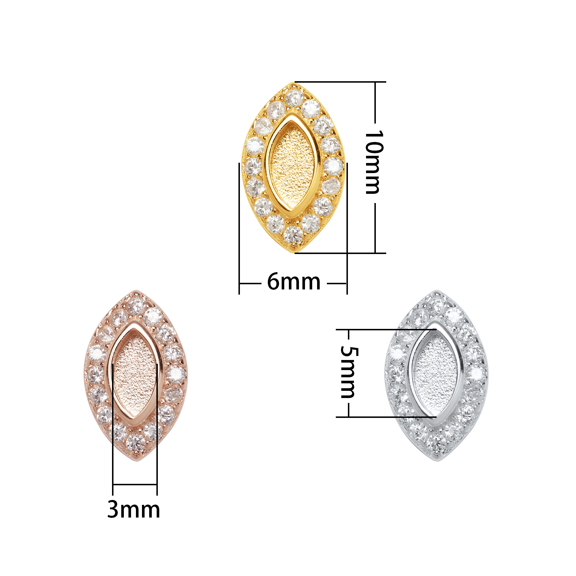 3x6MM Keepsake Breast Milk Resin Marquise Bezel Pendant Blank Settings,Solid 925 Sterling Silver Rose Gold Plated Charm,DIY Pendant Supplies 1431280 - Click Image to Close