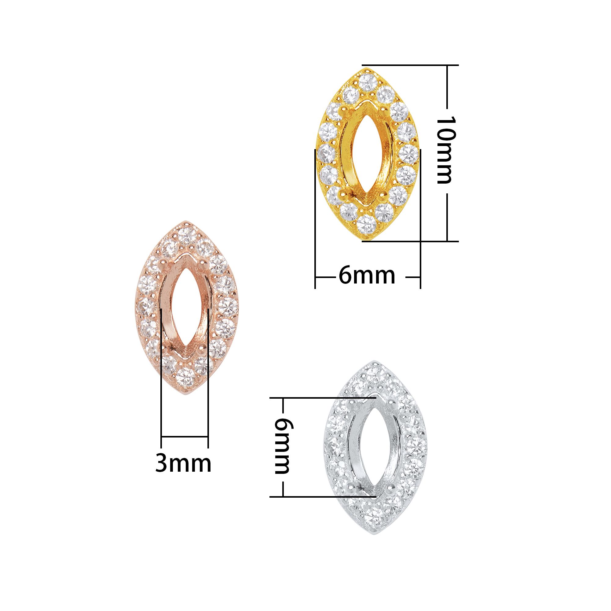 3x6MM Halo Marquise Prongs Pendant Settings,Solid 925 Sterling Silver Rose Gold Plated Charm,Pave Stone Pendant,DIY Pendant Supplies 1431281 - Click Image to Close