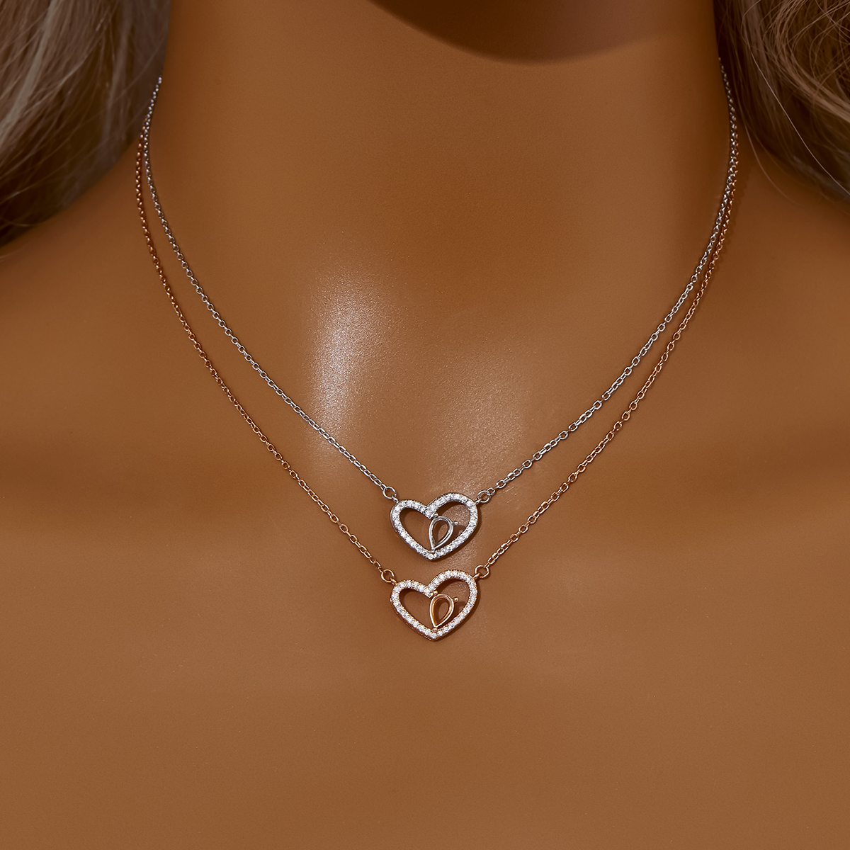 4x6MM Pear Prong Pendant Settings,Heart Solid 925 Sterling Silver Rose Gold Plated Necklace,Art Deco Heart Necklace With Chain 16''+2'' 1431337 - Click Image to Close