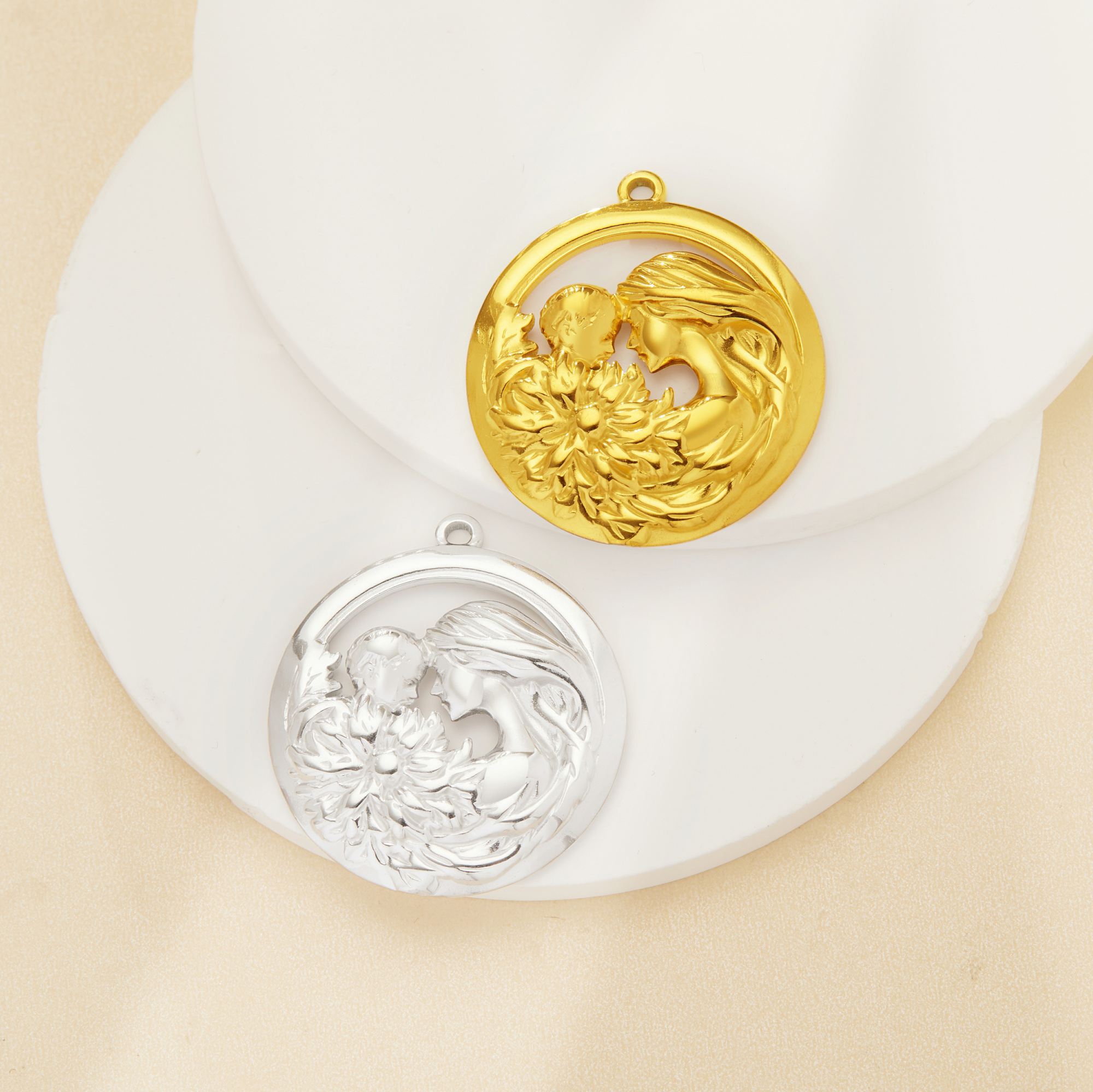 Mother and Baby Round Pendant Charm,Stainless Steel Flower Pendant,Art Deco Mom And Baby Pendant,DIY Pendant Supplies 1431541 Mother and Baby Round Pendant Charm,Stainless Steel Flower Pendant,Art Deco Mom And Baby Pendant,DIY Pendant Supplies 1431541