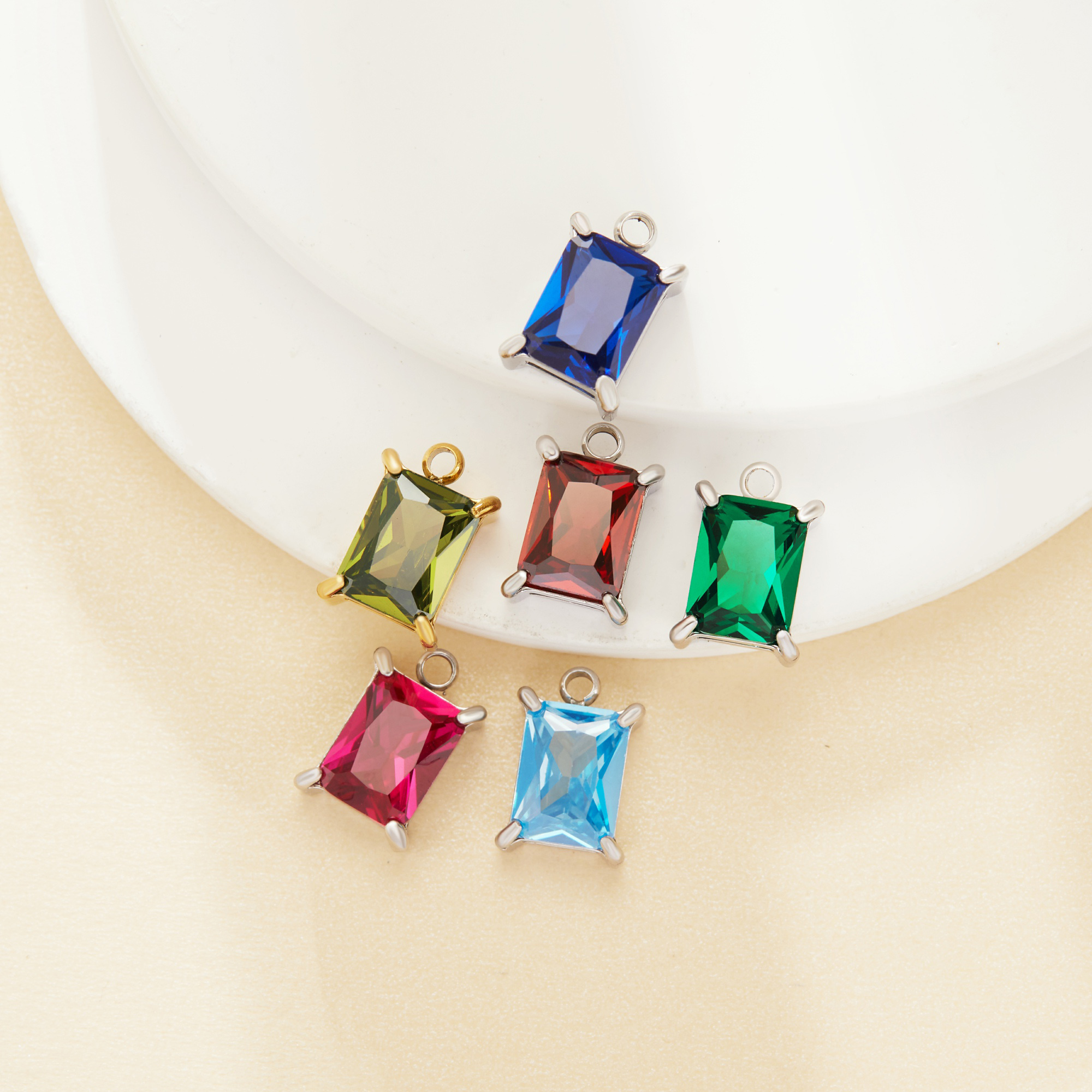 Simple Rectangle CZ Birthstone Pendant Charm,Color Stone Stainless Steel Minimalist Pendant Charm,DIY Pendant Charm Supplies 1431557 Simple Rectangle CZ Birthstone Pendant Charm,Color Stone Stainless Steel Minimalist Pendant Charm,DIY Pendant Charm Supplies 1431557