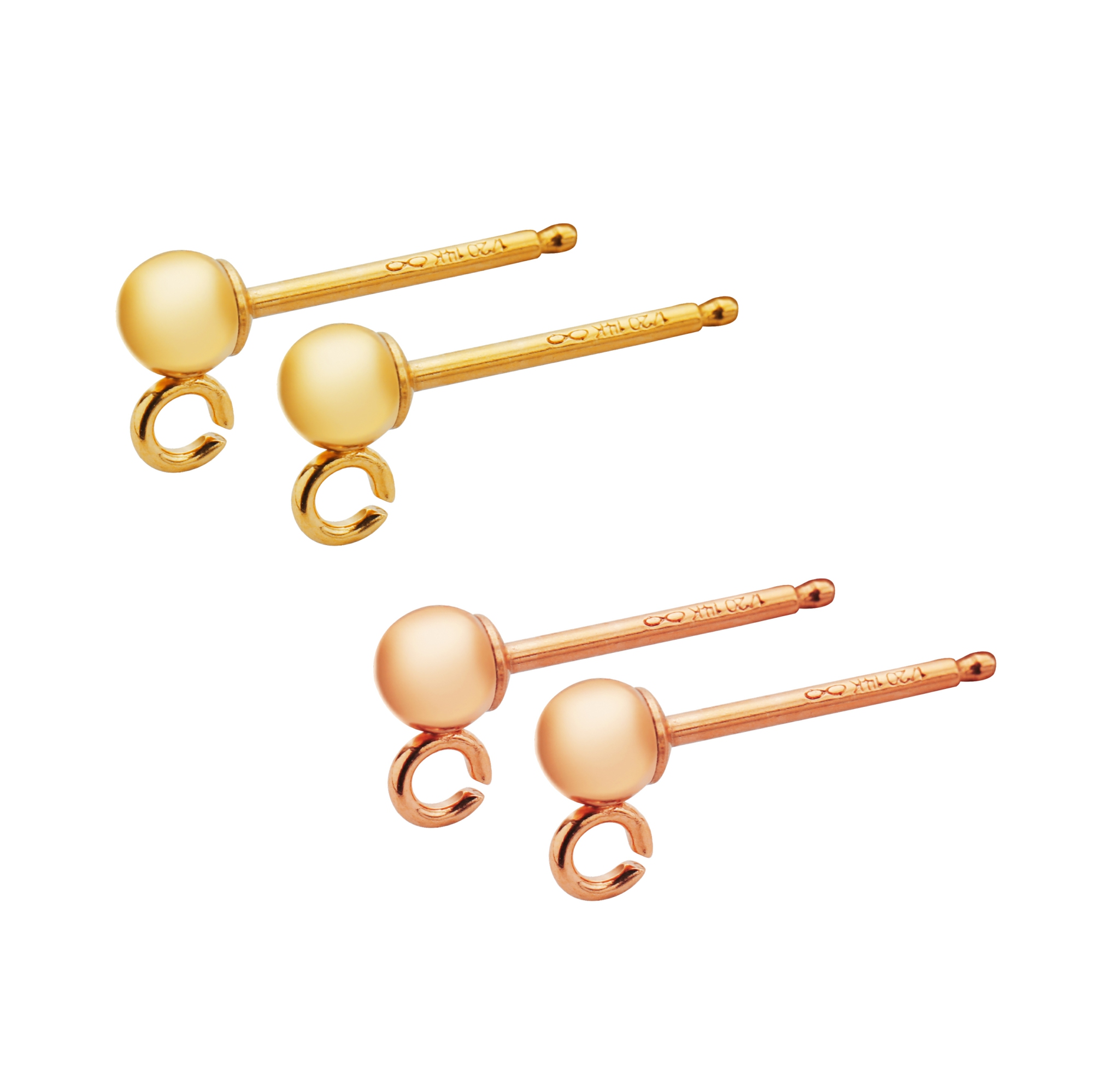 1Pair 2MM Ball Post Studs Earrings with Open Loop,14k Gold Filled Ball Studs Earringss,Minimalist Earringss,DIY Earringss Supplies 1706124 - Click Image to Close