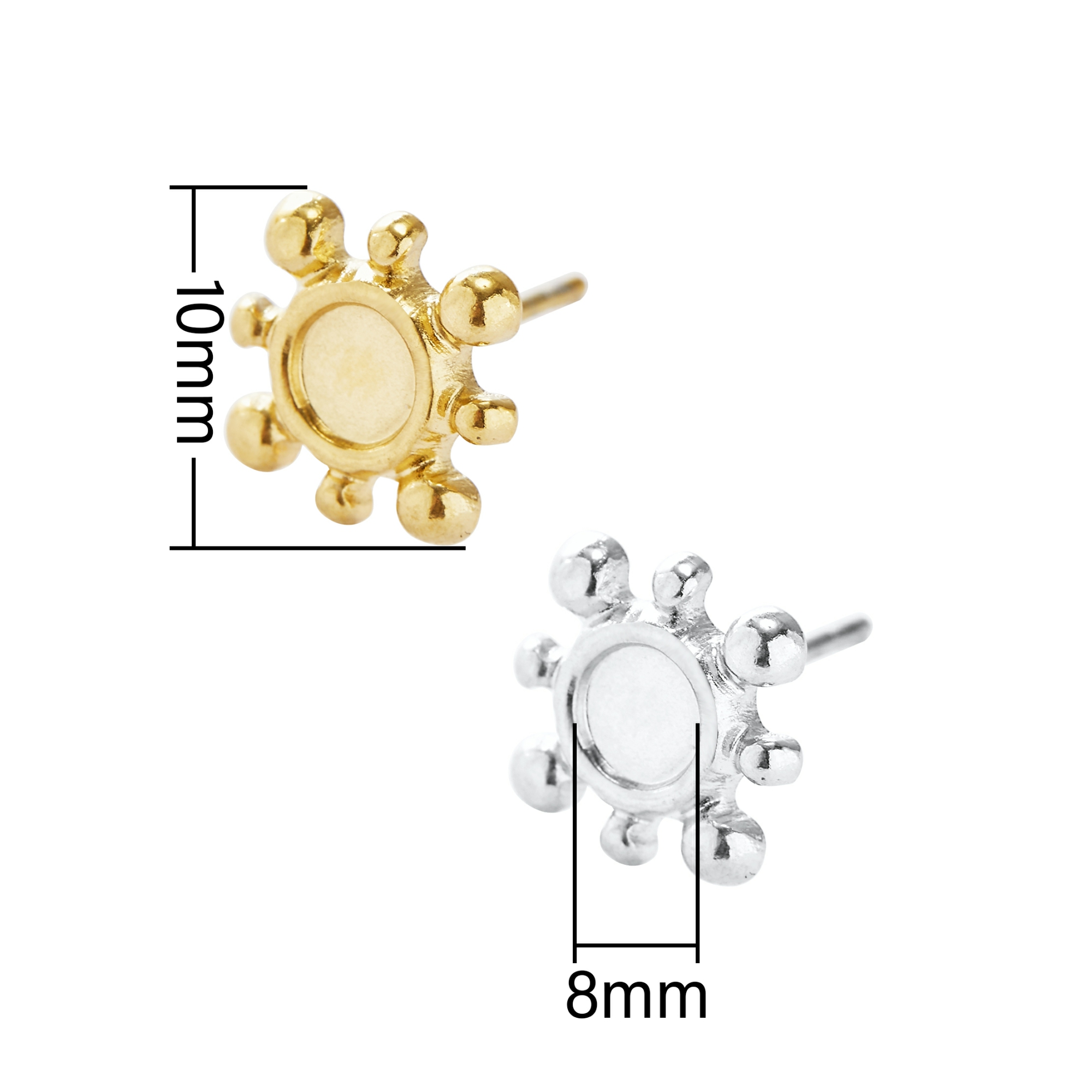 Keepsake Breastmilk Stainless Steel Round Bezel Earrings Settings, Gold Plated 304L Studs Earrings,0.5MM Deep DIY Supplies 1706148 - Click Image to Close