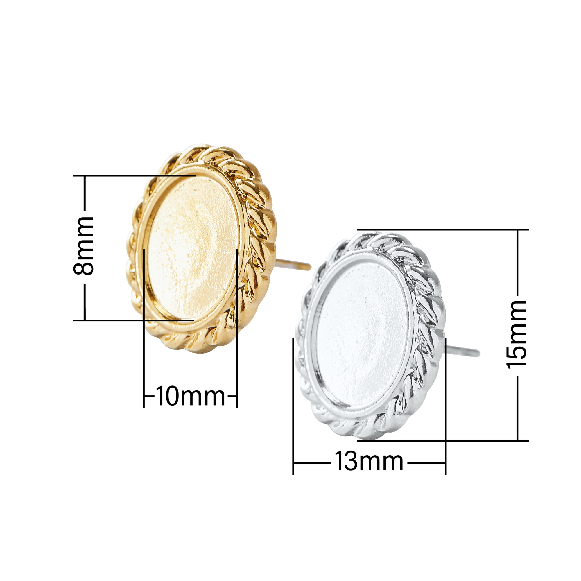 Keepsake Breastmilk Stainless Steel Oval Bezel Earrings Settings, Gold Plated 304L Studs Earrings,0.5MM Deep DIY Supplies 1706149 - Click Image to Close