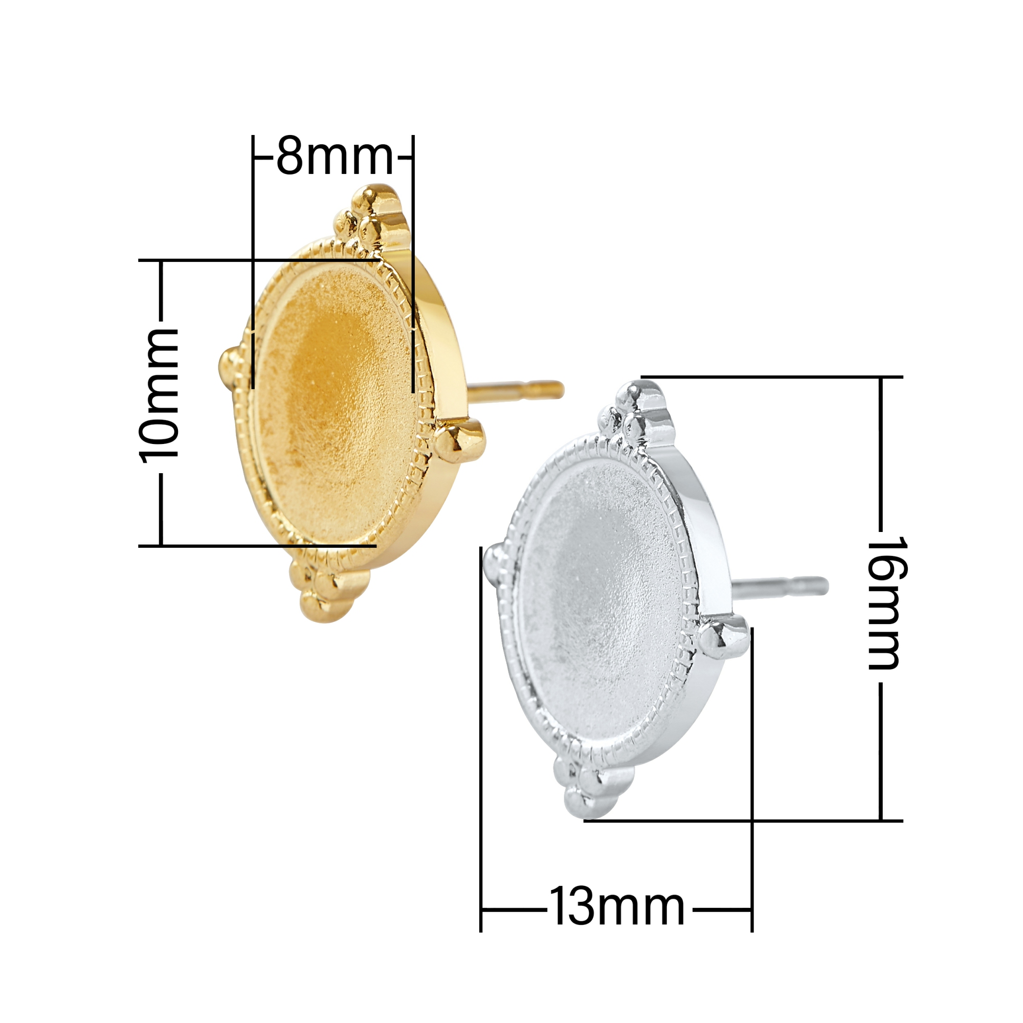 Keepsake Breastmilk Stainless Steel Oval Bezel Earrings Settings, Gold Plated 304L Studs Earrings,0.5MM Deep DIY Supplies 1706151 - Click Image to Close