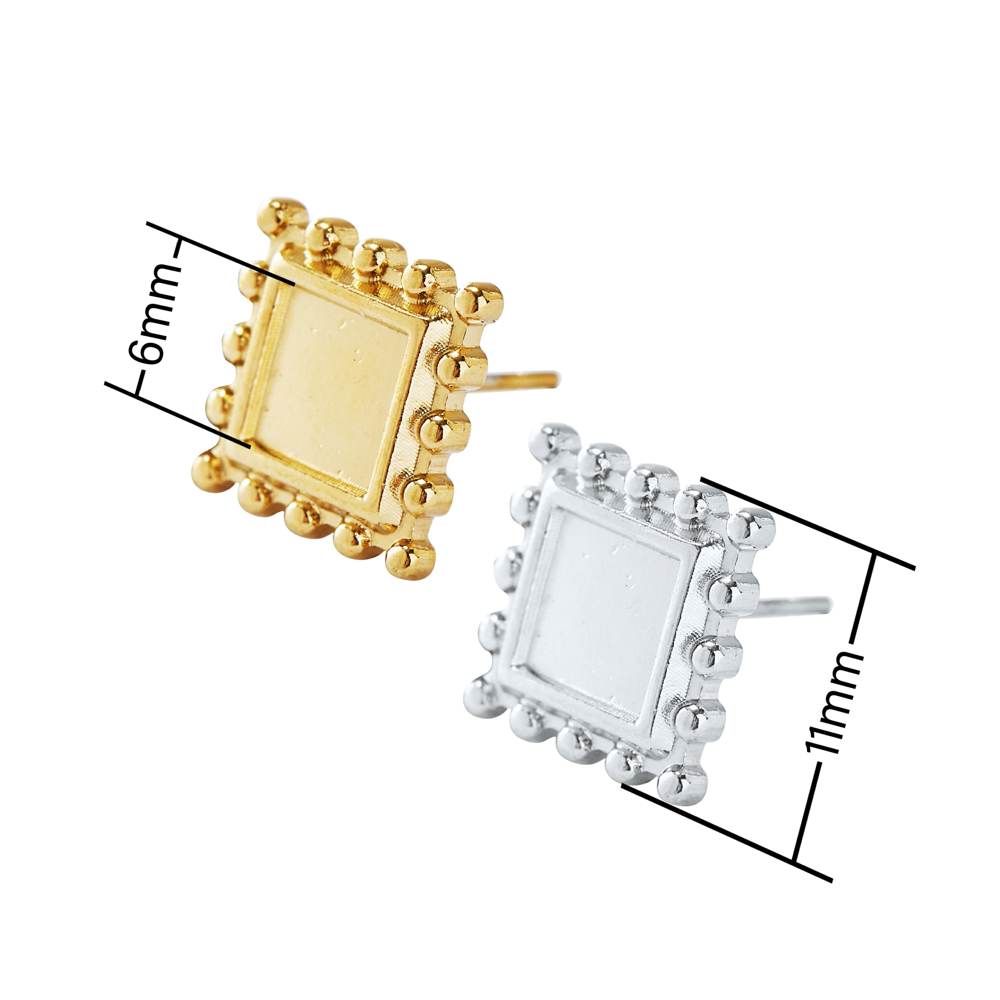 Keepsake Breastmilk Stainless Steel Square Bezel Earrings Settings, Gold Plated 304L Studs Earrings,0.5MM Deep DIY Supplies 1706153 - Click Image to Close