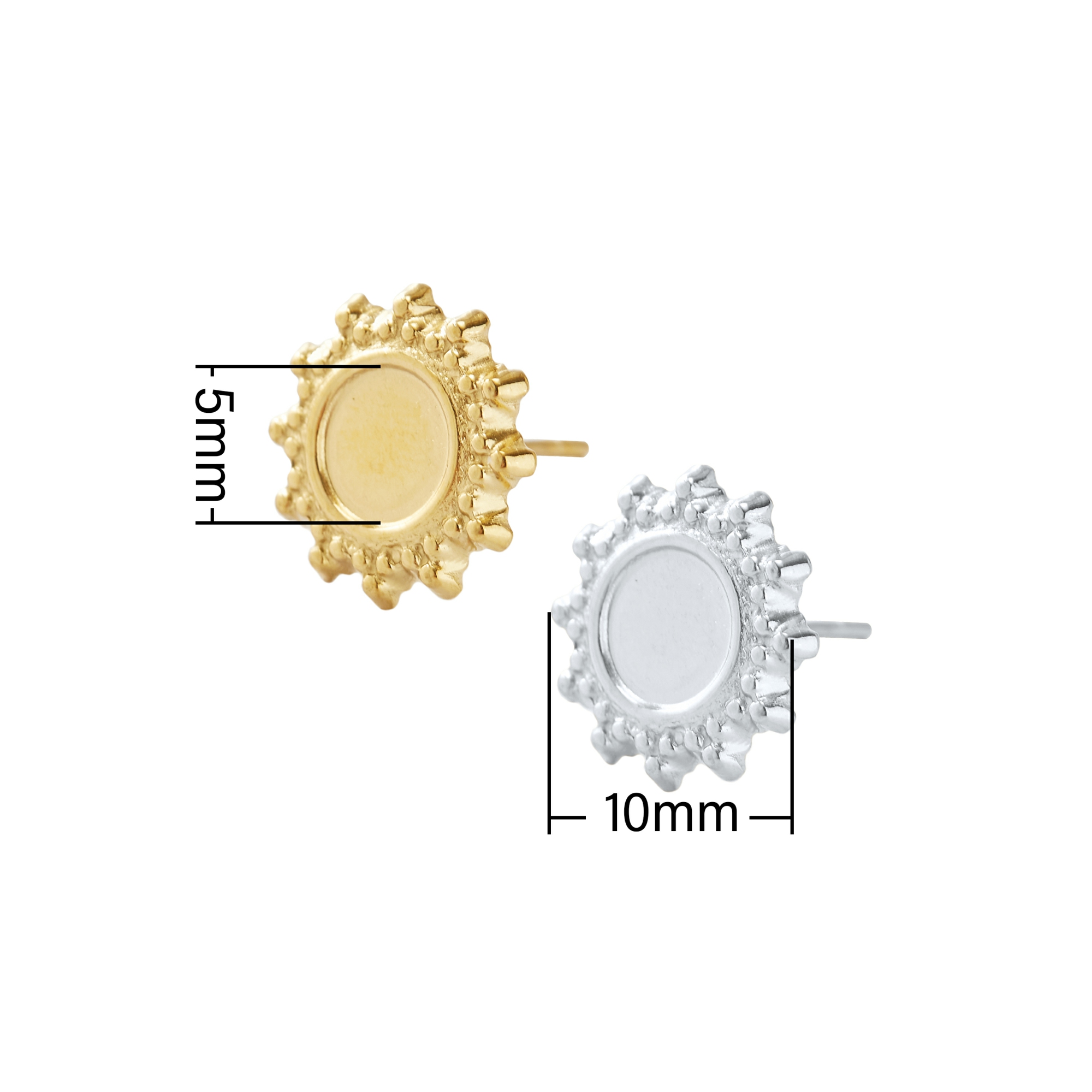 Keepsake Breastmilk Stainless Steel Round Bezel Earrings Settings, Gold Plated 304L Studs Earrings,0.5MM Deep DIY Supplies 1706154 - Click Image to Close