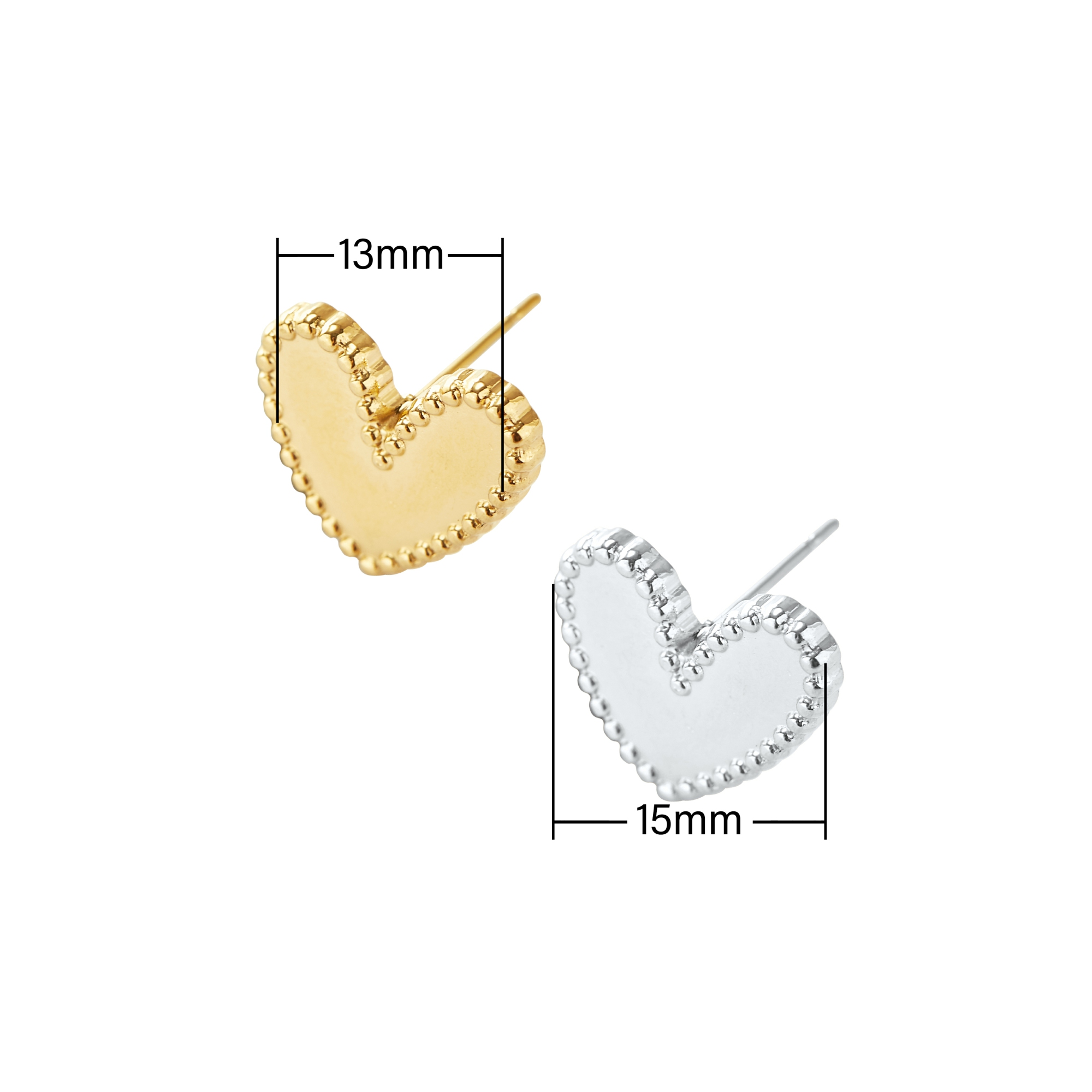 Keepsake Breastmilk Stainless Steel Heart Bezel Earrings Settings, Gold Plated 304L Studs Earrings,0.5MM Deep DIY Supplies 1706156 - Click Image to Close