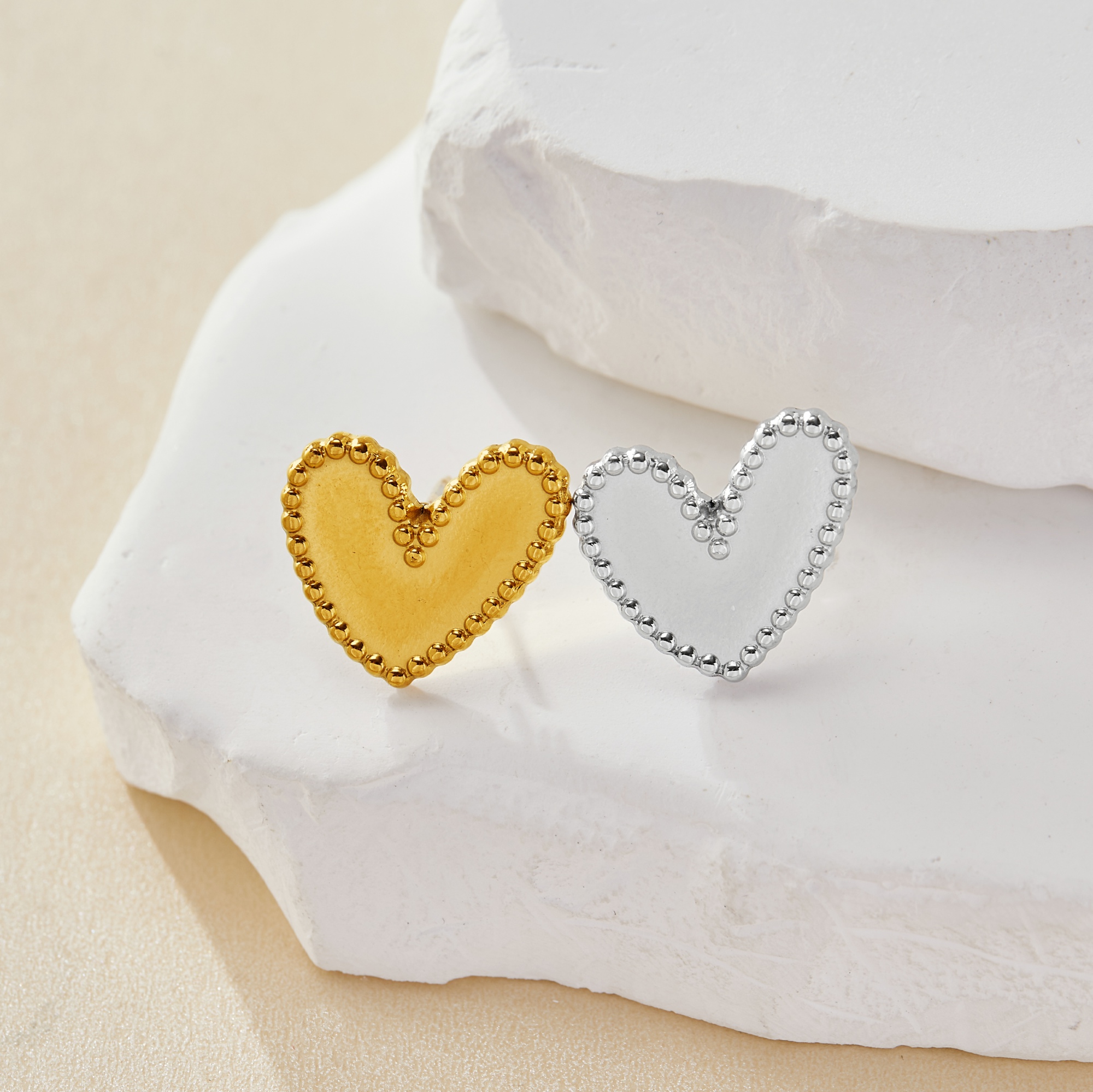 Keepsake Breastmilk Stainless Steel Heart Bezel Earrings Settings, Gold Plated 304L Studs Earrings,0.5MM Deep DIY Supplies 1706156 - Click Image to Close