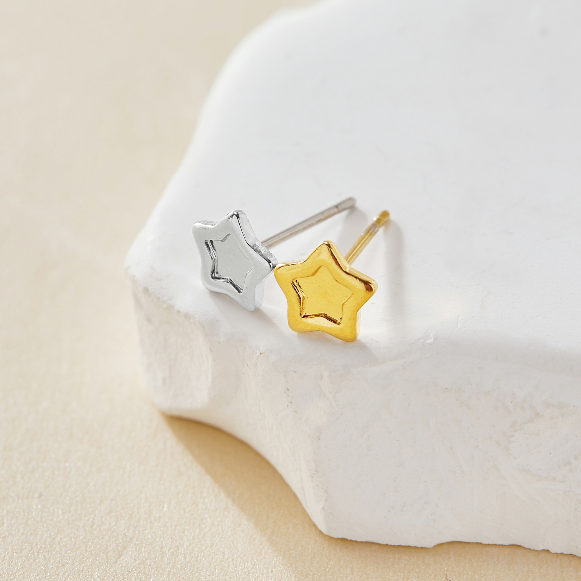 Keepsake Breastmilk Stainless Steel Star Bezel Earrings Settings, Gold Plated 304L Studs Earrings,0.5MM Deep DIY Supplies 1706157 - Click Image to Close