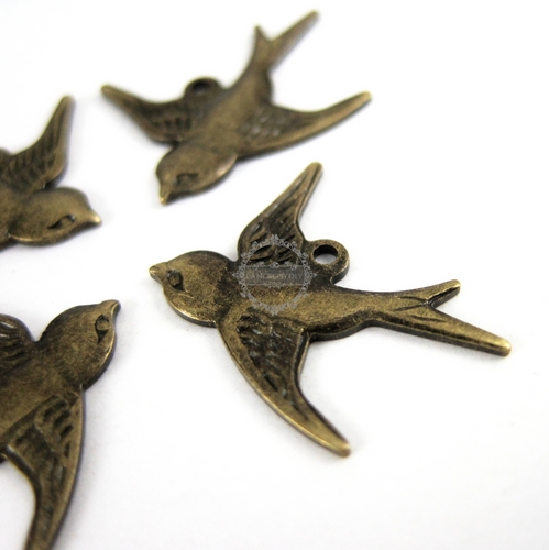 10pcs one loop 17x19MM vintage antiqued bronze brass swallow bird charm,pendant,antiqued brass stamping charm 1810127 - Click Image to Close