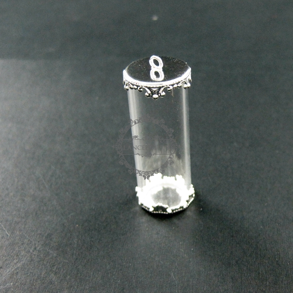 5pcs 40x15mm round glass tube bottle in silver bezel tray DIY wish vial pendant charm DIY supplies 1820168 - Click Image to Close