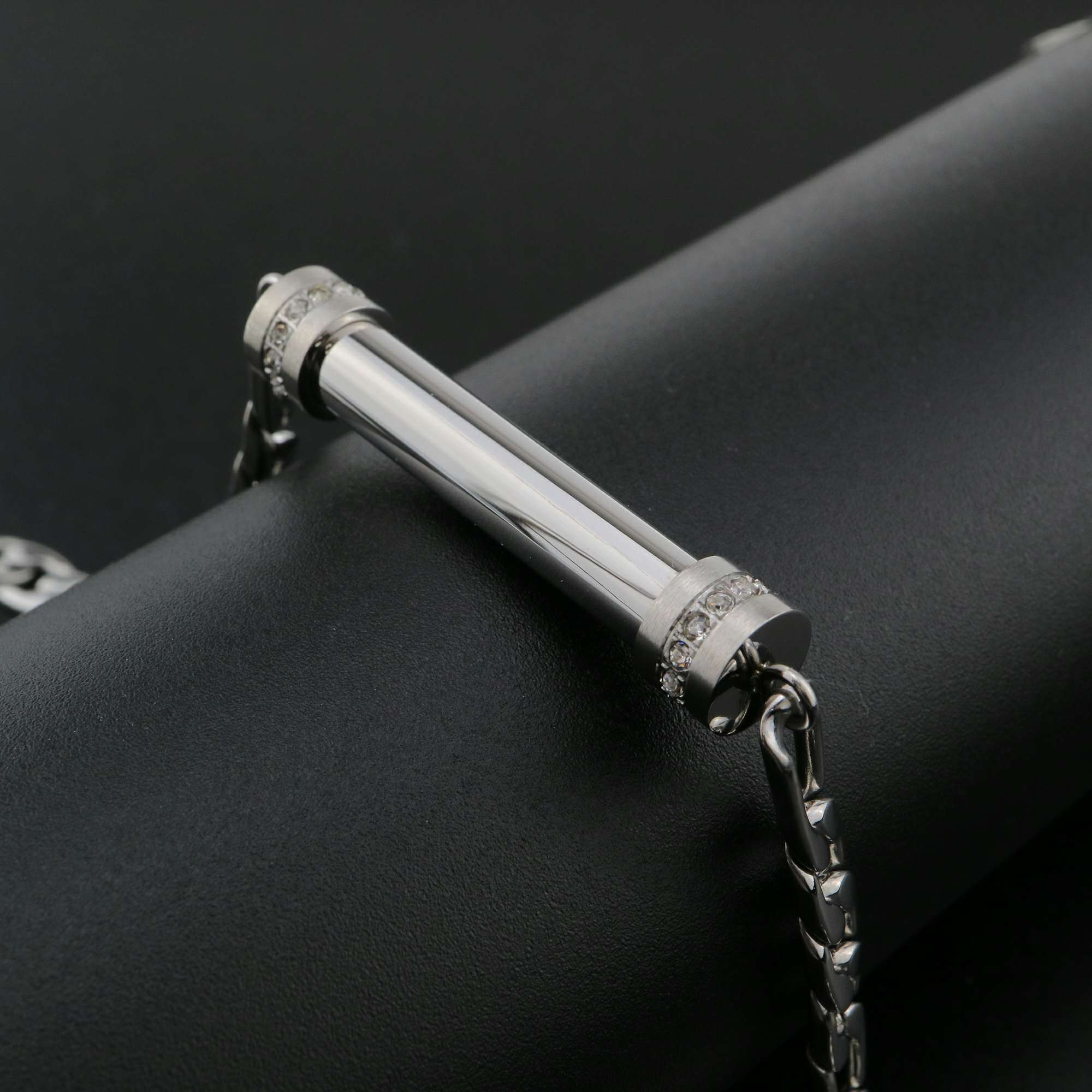 1Pcs 40x8MM Stainless Steel Screct Vial Box Bracelet Ash Canister Cremation Urn Wish Pendant Prayer Purfume Box DIY Supplies 7.8Inches 1900254 - Click Image to Close