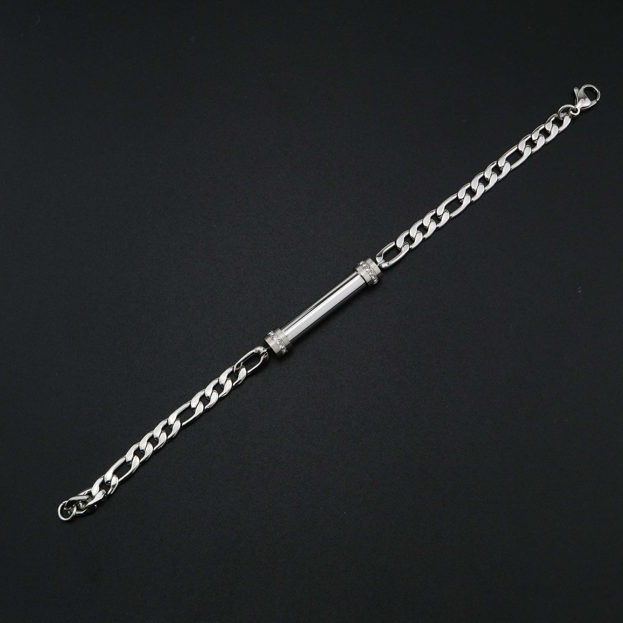 1Pcs 40x8MM Stainless Steel Screct Vial Box Bracelet Ash Canister Cremation Urn Wish Pendant Prayer Purfume Box DIY Supplies 7.8Inches 1900254 - Click Image to Close