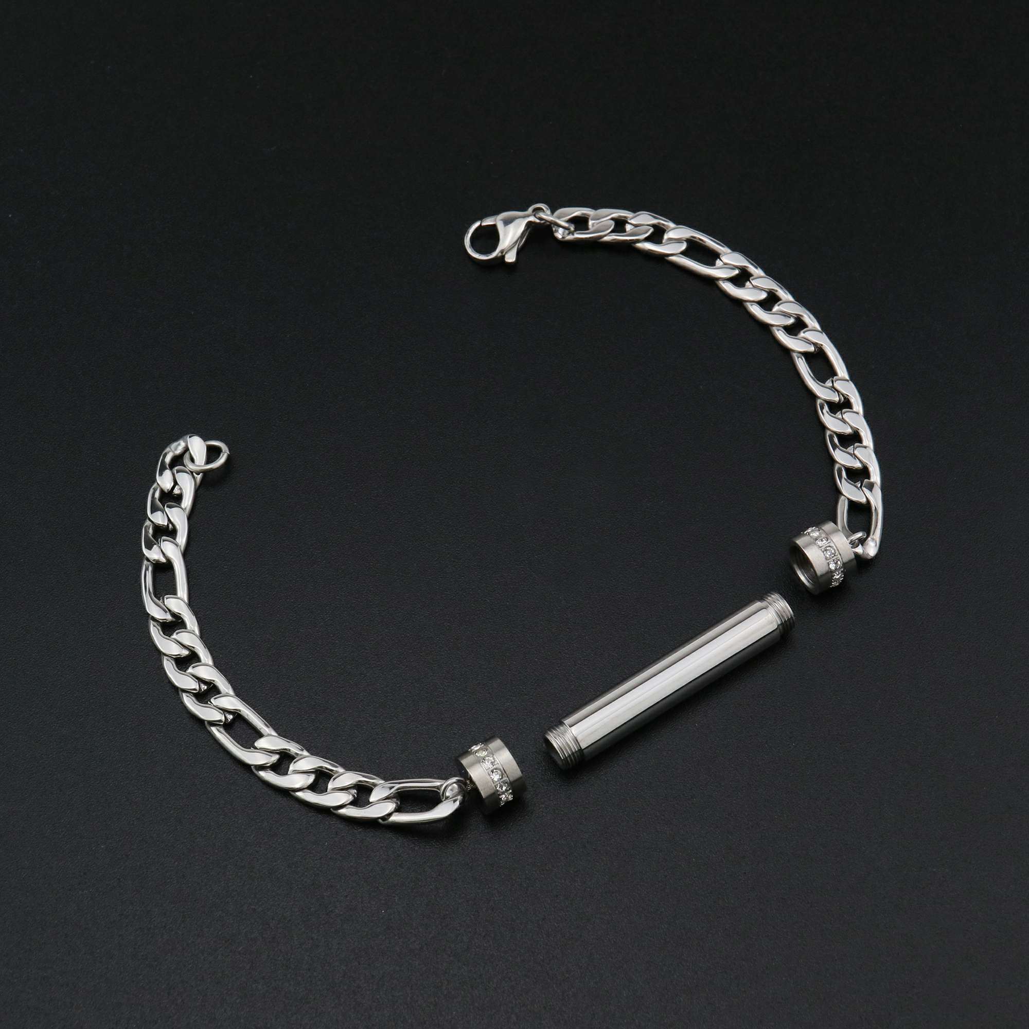 1Pcs 40x8MM Stainless Steel Screct Vial Box Bracelet Ash Canister Cremation Urn Wish Pendant Prayer Purfume Box DIY Supplies 7.8Inches 1900254 - Click Image to Close