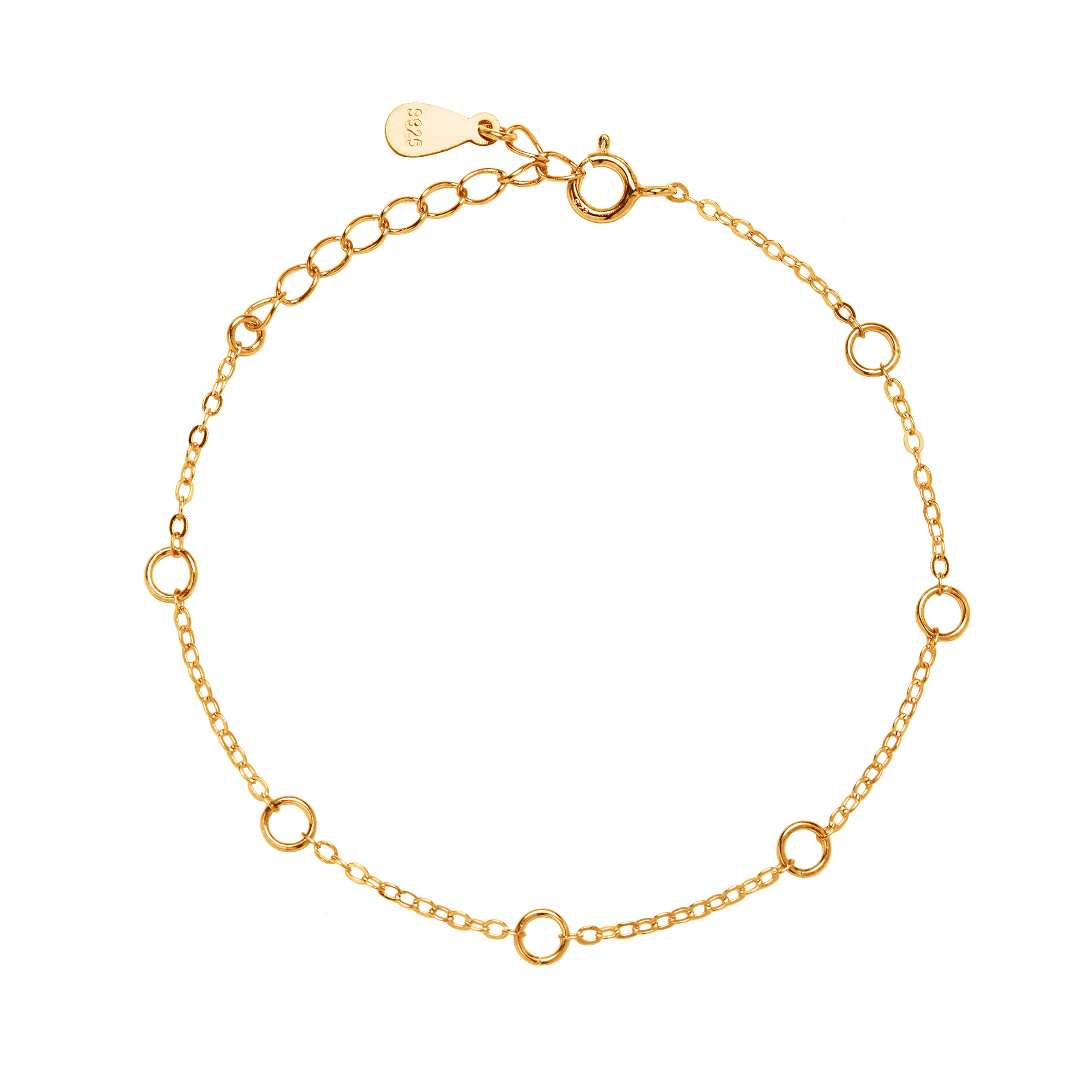 Simple Circle Cable Chain Bracelet,Solid 925 Sterling Silver Rose Gold Plated Bracelet,Minimalist Bracelet,DIY Bracelet Supplies 5.7''+1.57'' 1900303 - Click Image to Close