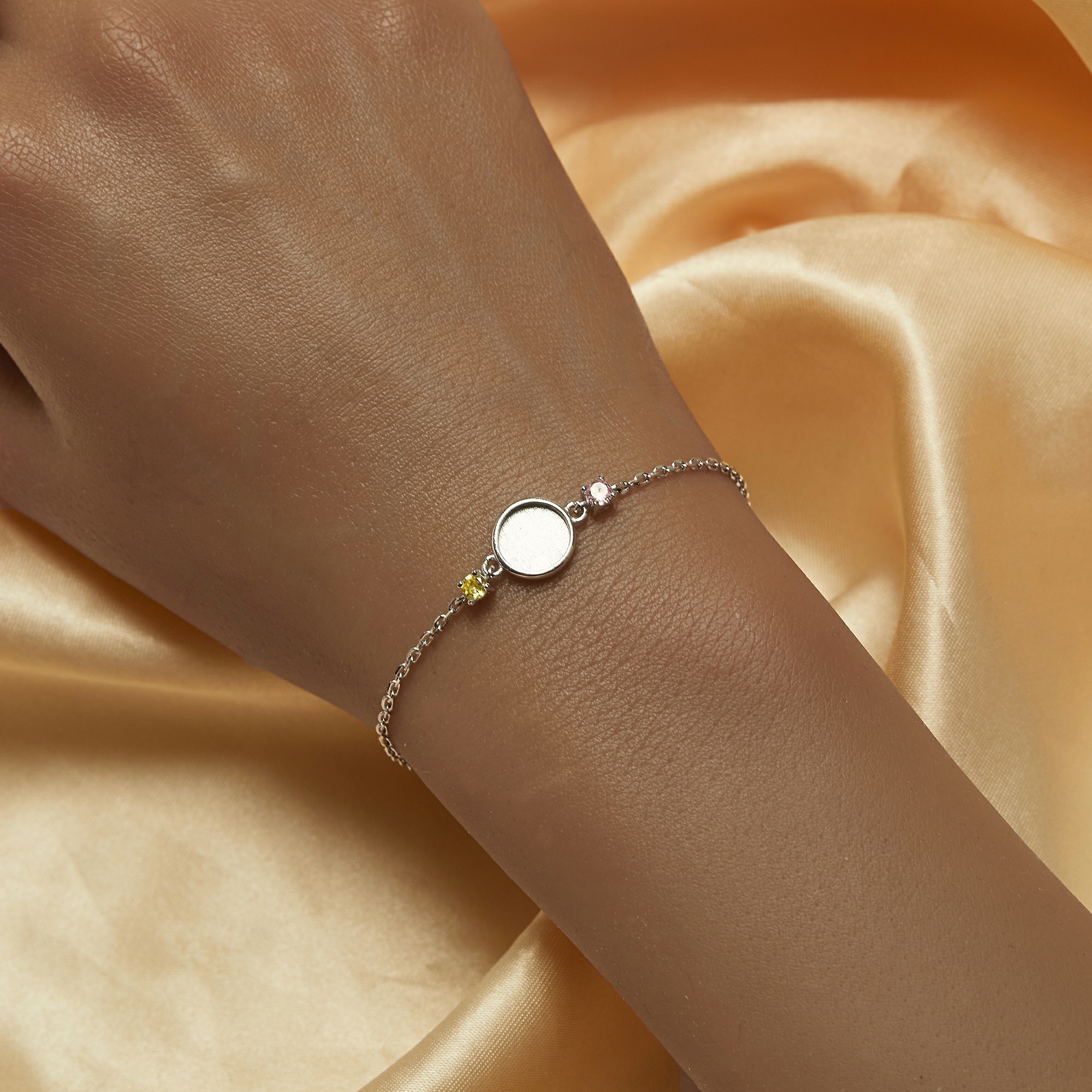 8MM Keepsake Breast Milk Resin Round Bezel Birthstone Bracelet Settings,Solid 925 Sterling Silver Rose Gold Plated Bracelet 7.08''+2.16'' 1900305 - Click Image to Close