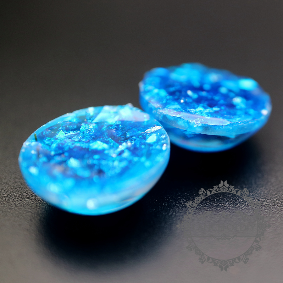 20pcs 15mm shiny blue resin round cabochon for DIY ring earrings supplies 4110145 - Click Image to Close