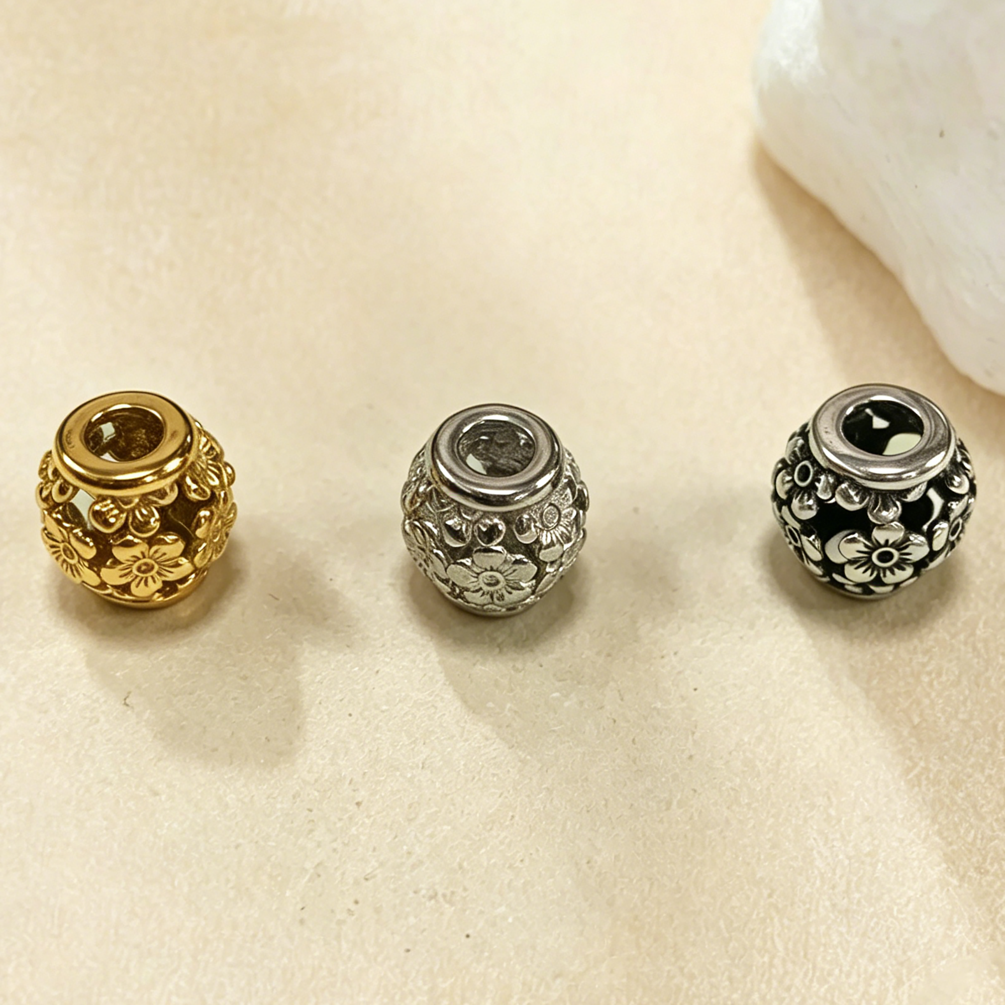 Hollow Flower Beads, Big Hole 316L Stainless Steel Pendant Bead 3.8MM Hole, DIY Jewelry Making Supplies Necklace Bracelet Spacer 4160125 Hollow Flower Beads, Big Hole 316L Stainless Steel Pendant Bead 3.8MM Hole, DIY Jewelry Making Supplies Necklace Bracelet Spacer 4160125