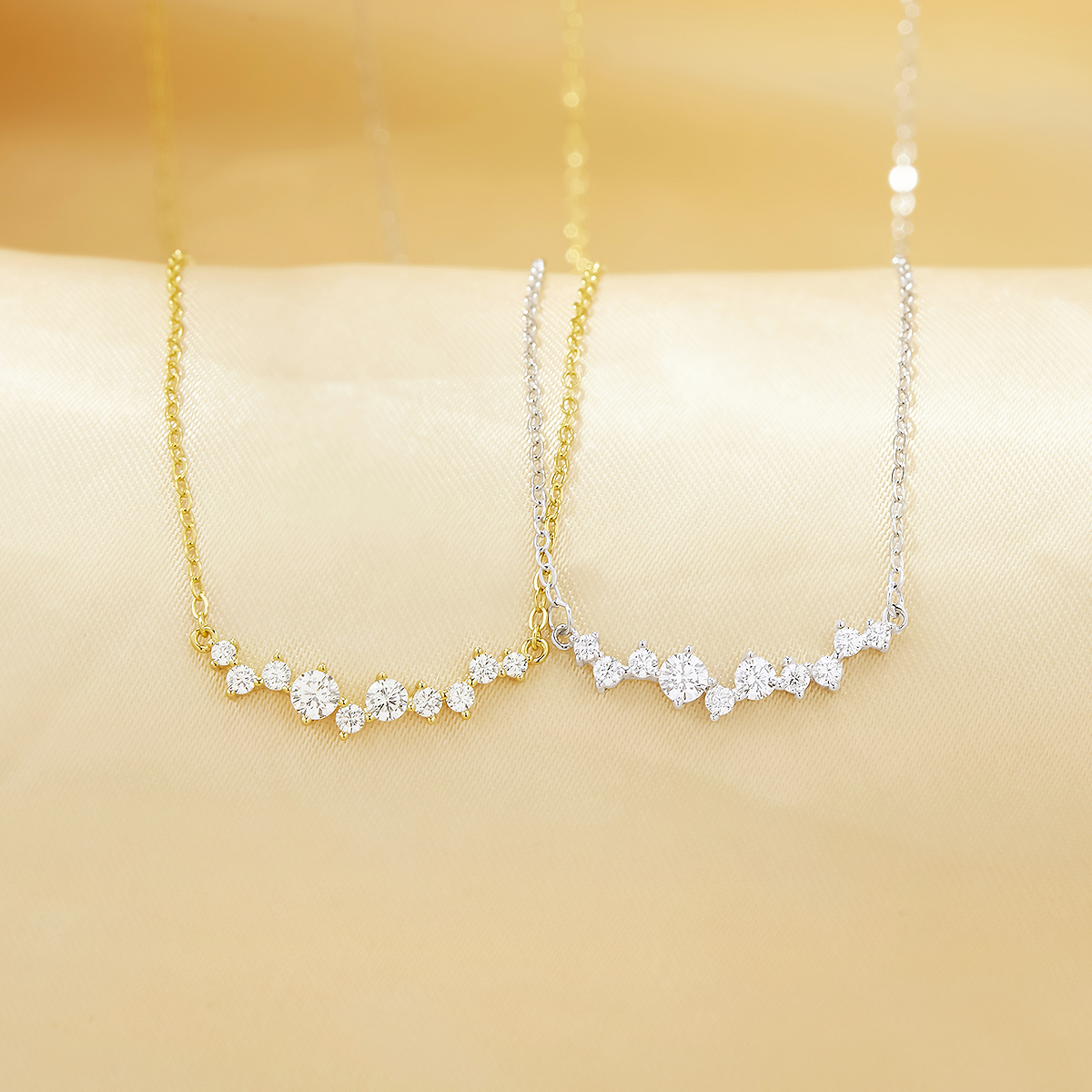 1PCS Twinkle Stars Round White Cubic Zirconia Pendant Necklace,Solid 925 Sterling Silver Gold Plated Necklace Chain 16''+2'' 6110139 - Click Image to Close