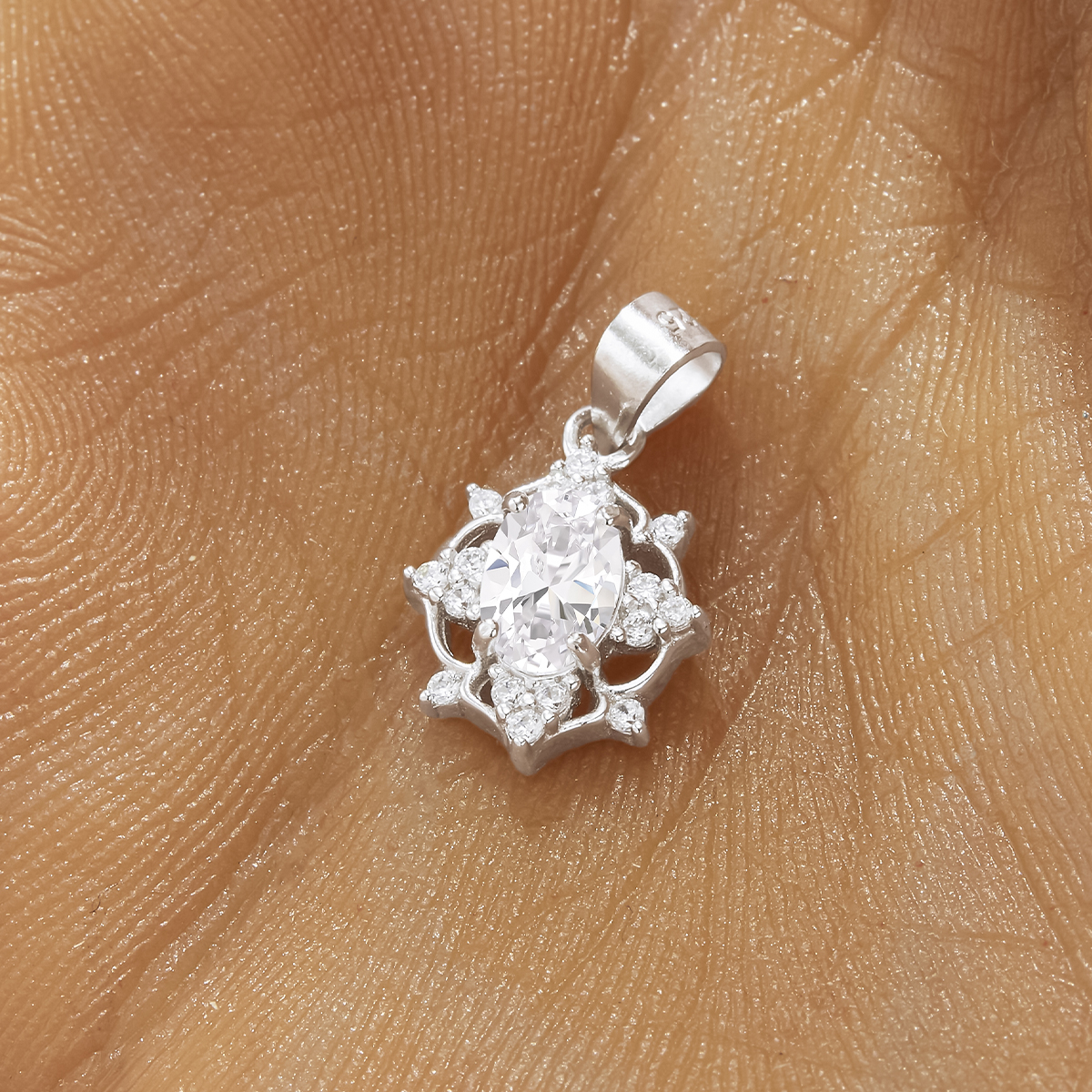 Vintage Styles Simulated Diamond Pendant With 4x6MM White Cubic Zirconia,Solid 925 Sterling Silver Pendant Charm,Pave CZ Stone Pendant Charm 6120051 - Click Image to Close