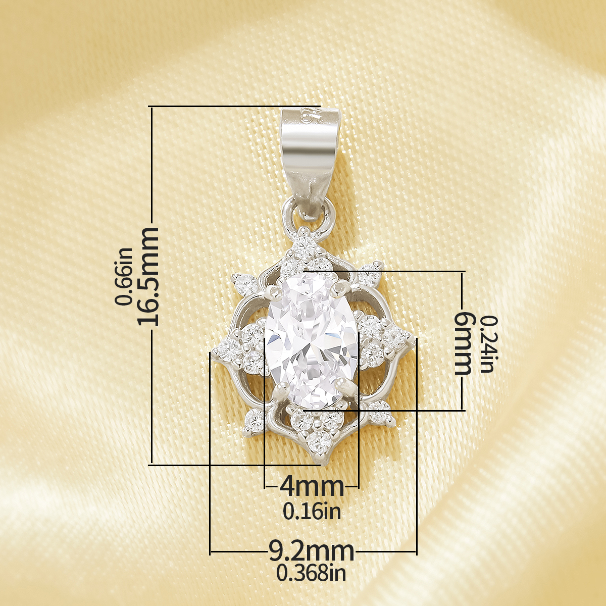 Vintage Styles Simulated Diamond Pendant With 4x6MM White Cubic Zirconia,Solid 925 Sterling Silver Pendant Charm,Pave CZ Stone Pendant Charm 6120051 - Click Image to Close