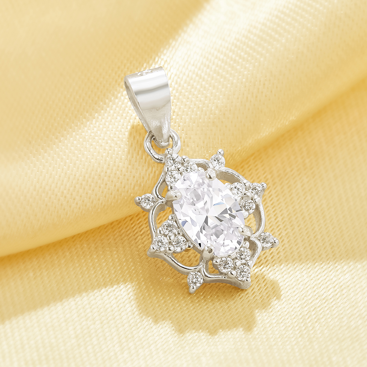 Vintage Styles Simulated Diamond Pendant With 4x6MM White Cubic Zirconia,Solid 925 Sterling Silver Pendant Charm,Pave CZ Stone Pendant Charm 6120051 - Click Image to Close