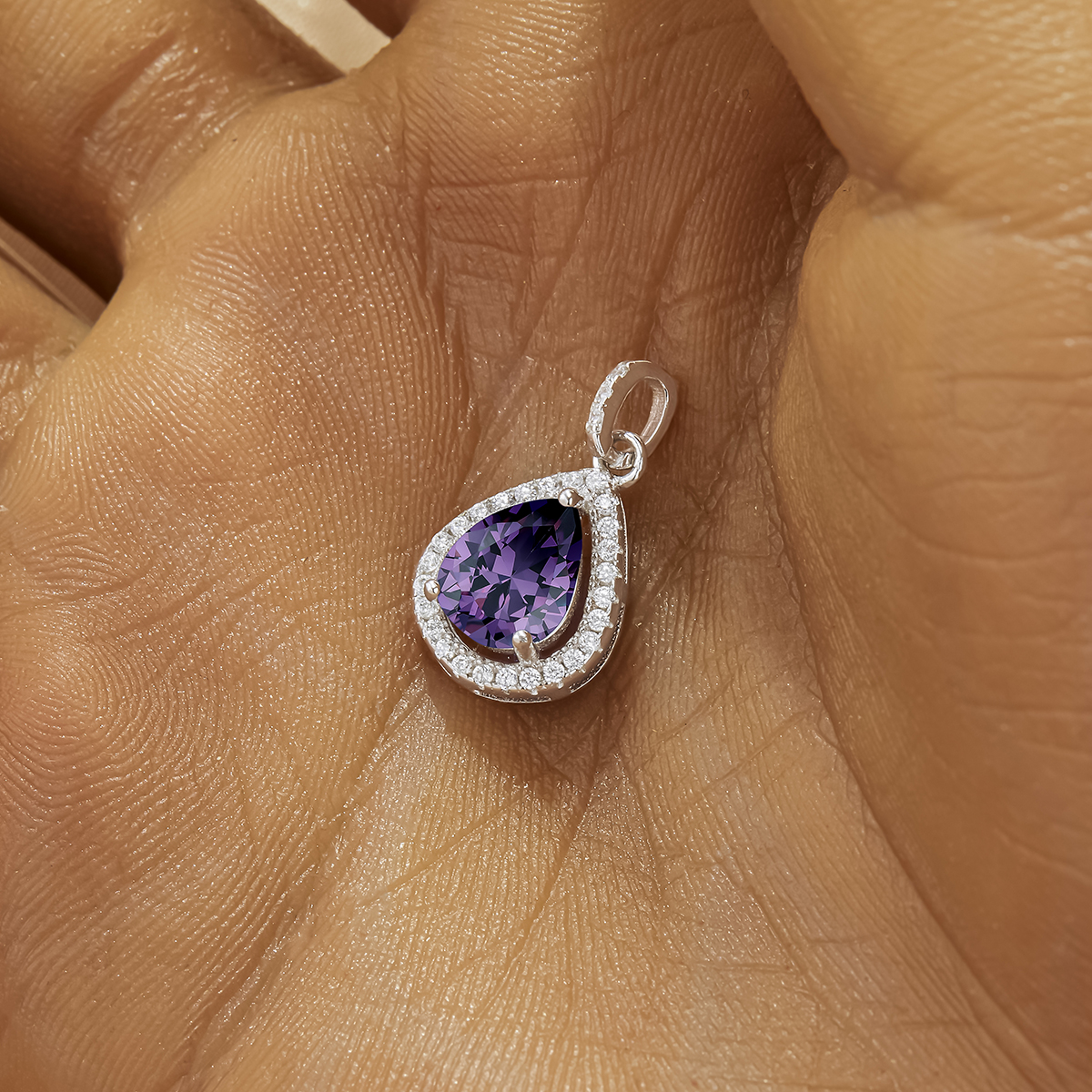 Pear Pendant With 6x8MM Pear Purple Cubic Zirconia,Solid 925 Sterling Silver Pendant Charm,Pave CZ Stone Pear Pendant 6130043 - Click Image to Close