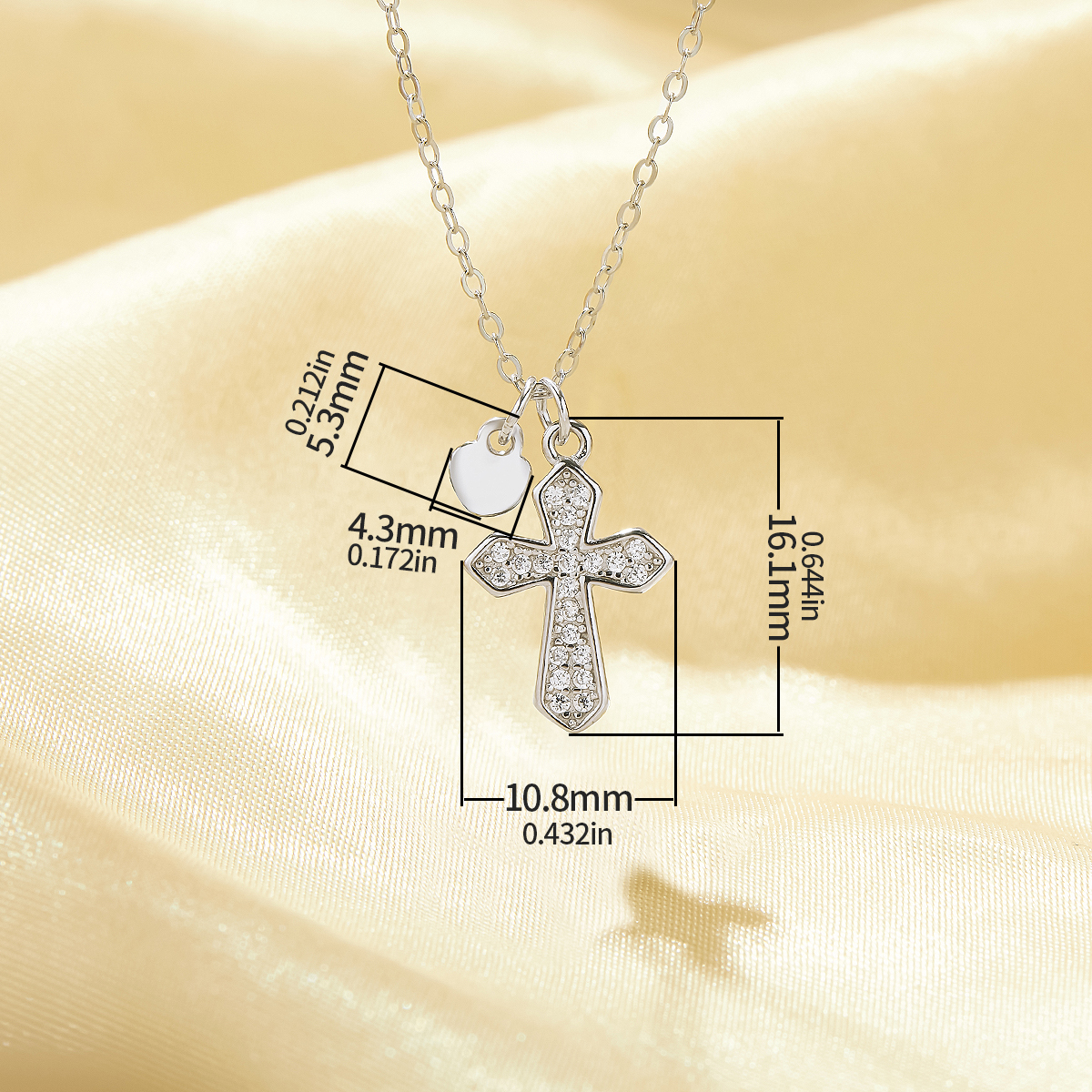 1PCS Cross White Cubic Zirconia Pendant Necklace,Solid 925 Sterling Silver Necklace,Dainty Pave CZ Stone Cross Necklace Chain 16''+2'' 6190086 - Click Image to Close