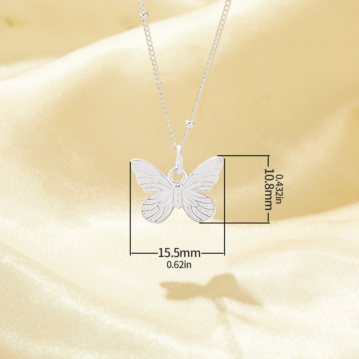 1PCS Minimalist Butterfly Pendant Necklace,Plain Solid 925 Sterling Silver Necklace,No Plating Simple Butterfly Necklace Chain 16''+2'' 6190087 - Click Image to Close