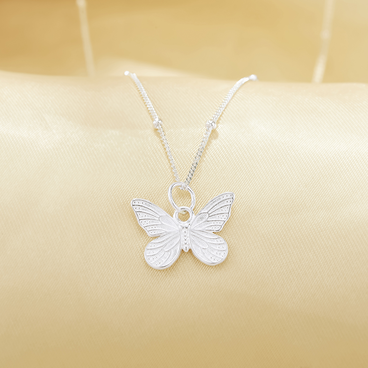 1PCS Minimalist Butterfly Pendant Necklace,Plain Solid 925 Sterling Silver Necklace,No Plating Simple Butterfly Necklace Chain 16''+2'' 6190087 - Click Image to Close