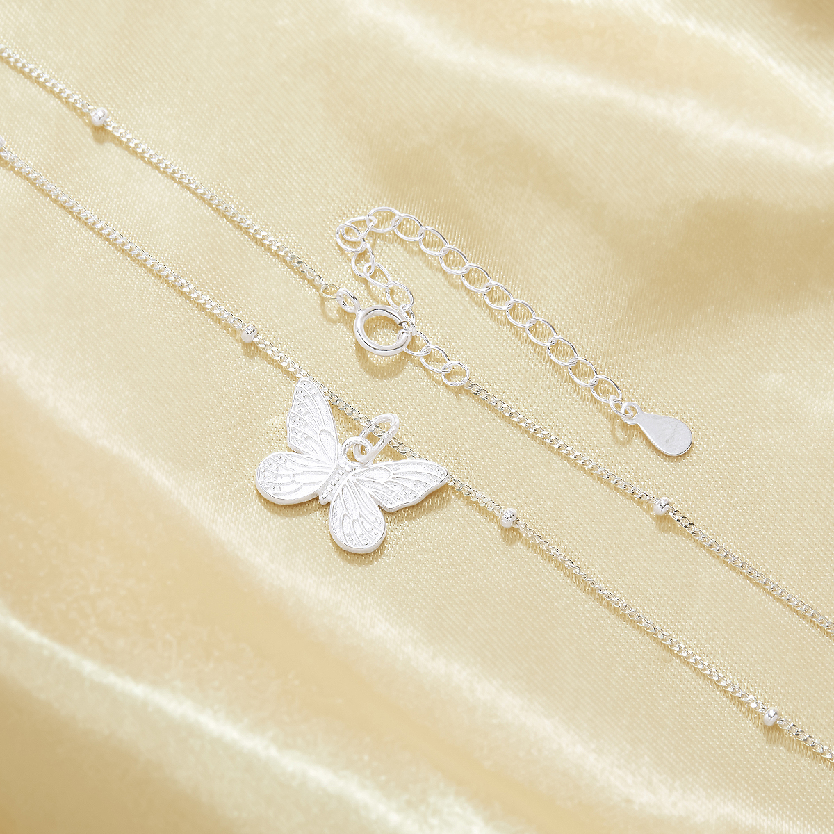 1PCS Minimalist Butterfly Pendant Necklace,Plain Solid 925 Sterling Silver Necklace,No Plating Simple Butterfly Necklace Chain 16''+2'' 6190087 - Click Image to Close