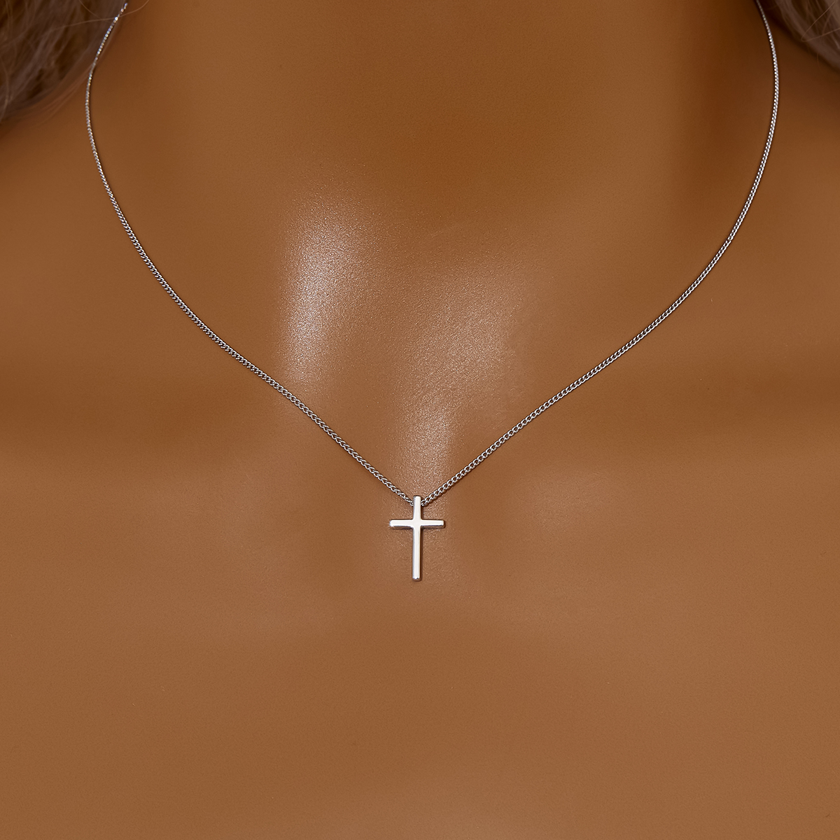 Minimalist Cross Pendant Necklace,Solid 925 Sterling Silver Pendant Necklace,Simple Cross Necklace 16''+2'' 6190102 - Click Image to Close