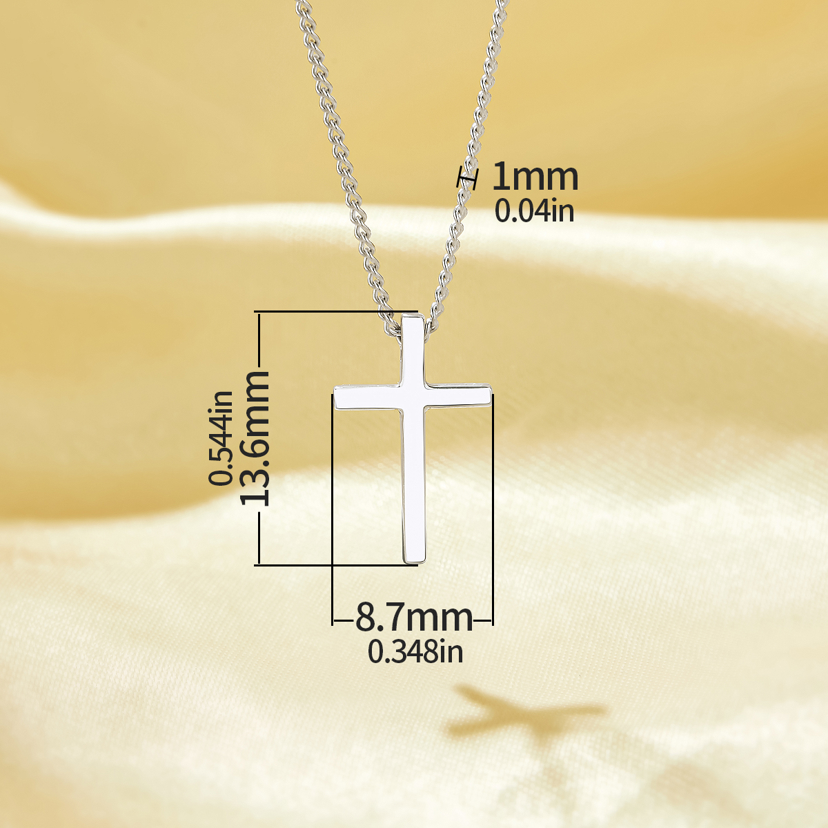 Minimalist Cross Pendant Necklace,Solid 925 Sterling Silver Pendant Necklace,Simple Cross Necklace 16''+2'' 6190102 - Click Image to Close