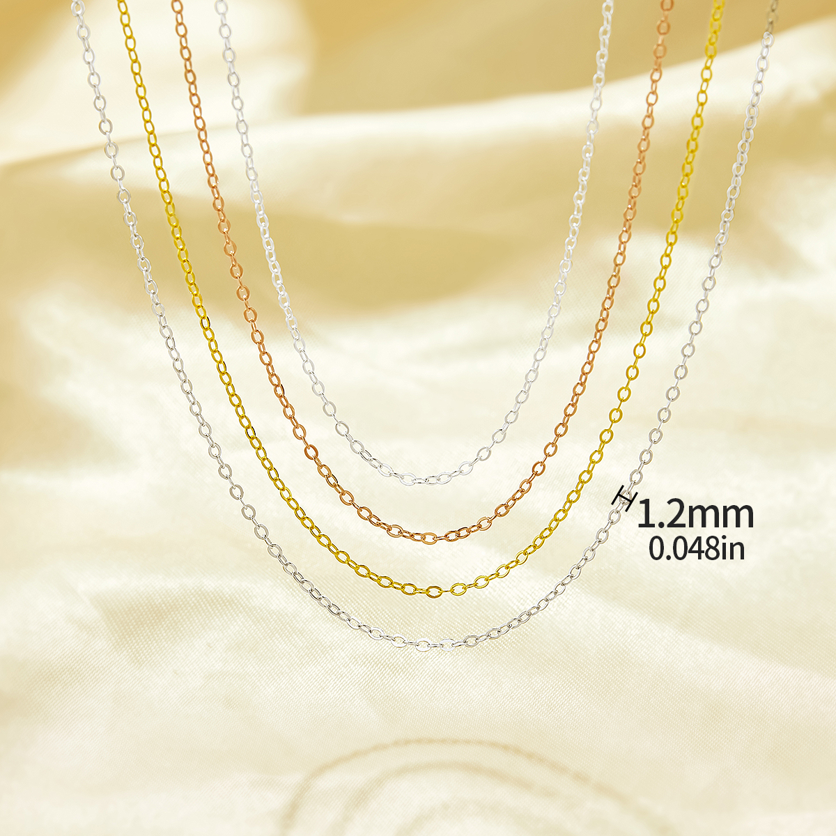 1.2MM Thick Simple Cable Oval Chain Necklace,Solid 925 Sterling Solid Silver Rose Gold Plated Necklace Chain 16Inch with 2 Inch Extension Chain 6190106 - Click Image to Close