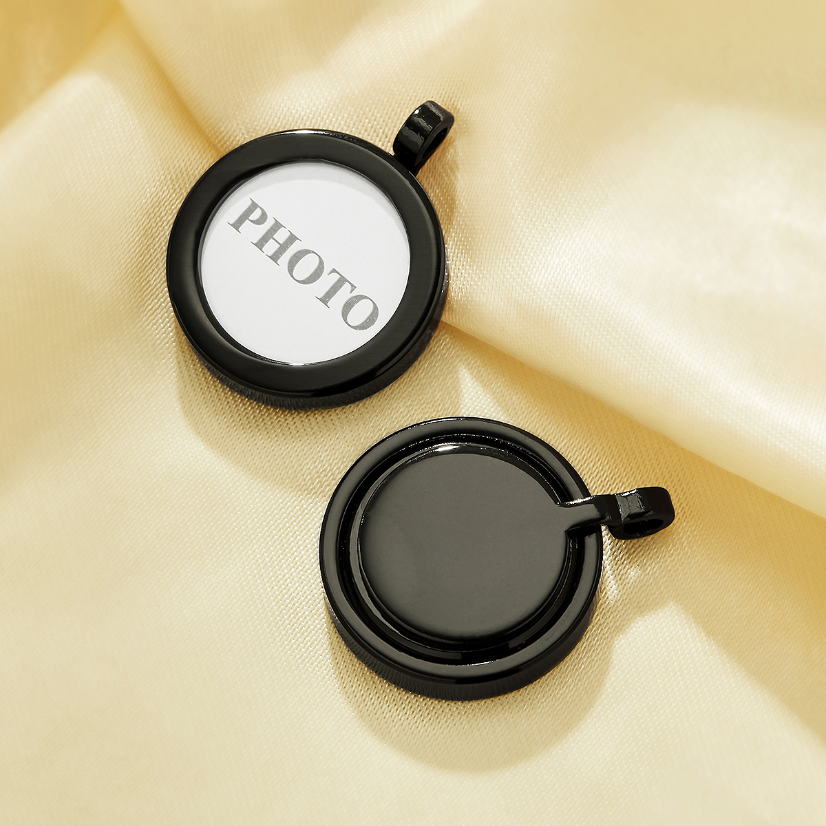 5Pcs Simple Round Bezel Photo Frame Custom Pendant,Black Plated Brass Pendant Charm,Round Bezel Base Tray Photo Frame Blank 6190108 - Click Image to Close