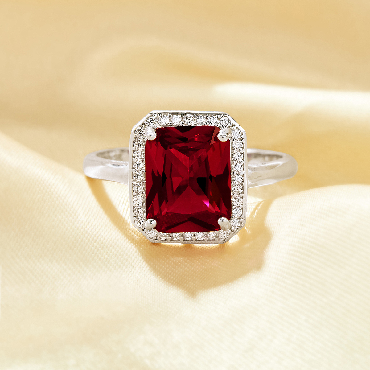 Elegant Rectangle Simulated Ruby Ring With 8x10MM Rectangle Ruby,Solid 925 Sterling Silver Ring,July Birthstone Rectangle Ring 6250052 - Click Image to Close