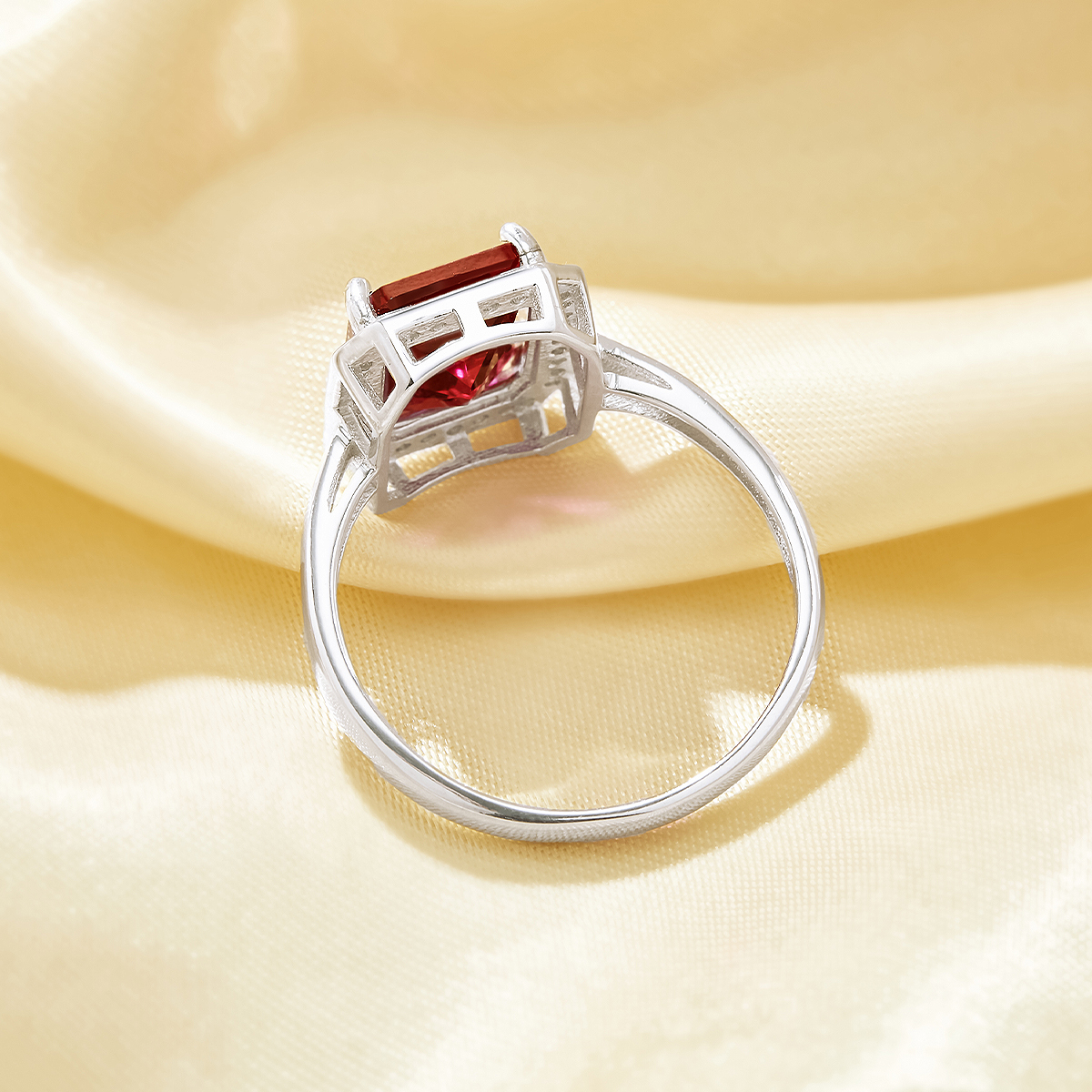 Elegant Rectangle Simulated Ruby Ring With 8x10MM Rectangle Ruby,Solid 925 Sterling Silver Ring,July Birthstone Rectangle Ring 6250052 - Click Image to Close