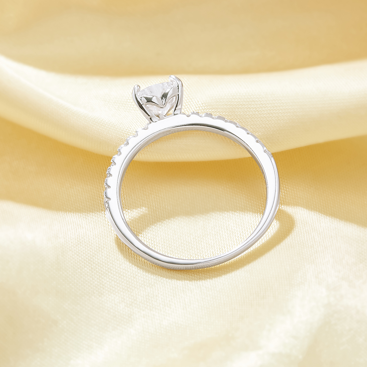 Dainty Heart Simulated Diamond Ring With 6MM Heart White Cubic Zirconia,Solid 925 Sterling Silver Ring,Dainty Pave CZ Stone Heart Ring 6270045 - Click Image to Close