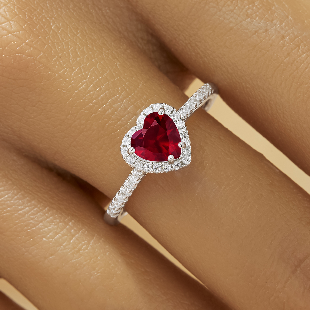 Dainty Halo Heart Simulated Ruby Ring With 6MM Heart Ruby,Solid 925 Sterling Silver Ring,July Birthstone Ring,Pave CZ Stone Ring 6270048 - Click Image to Close