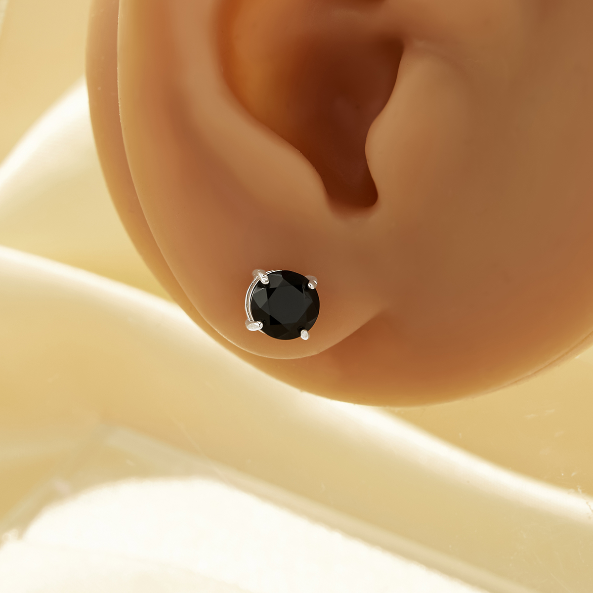 Minimalist Round Studs Earrings With 6MM Black Onyx,Solid 925 Sterling Silver Studs Earrings,Simple Earrings 6210286 - Click Image to Close