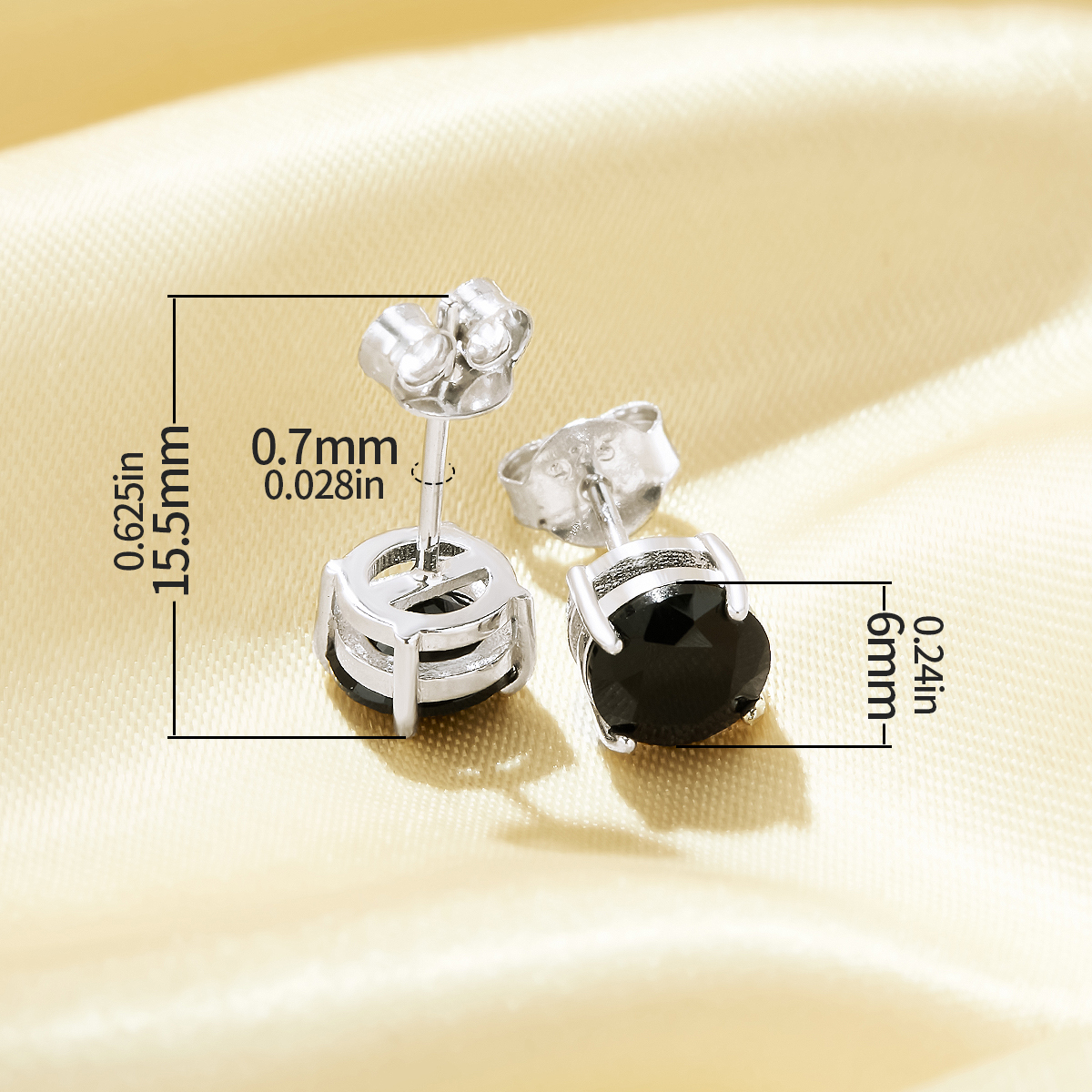 Minimalist Round Studs Earrings With 6MM Black Onyx,Solid 925 Sterling Silver Studs Earrings,Simple Earrings 6210286 - Click Image to Close