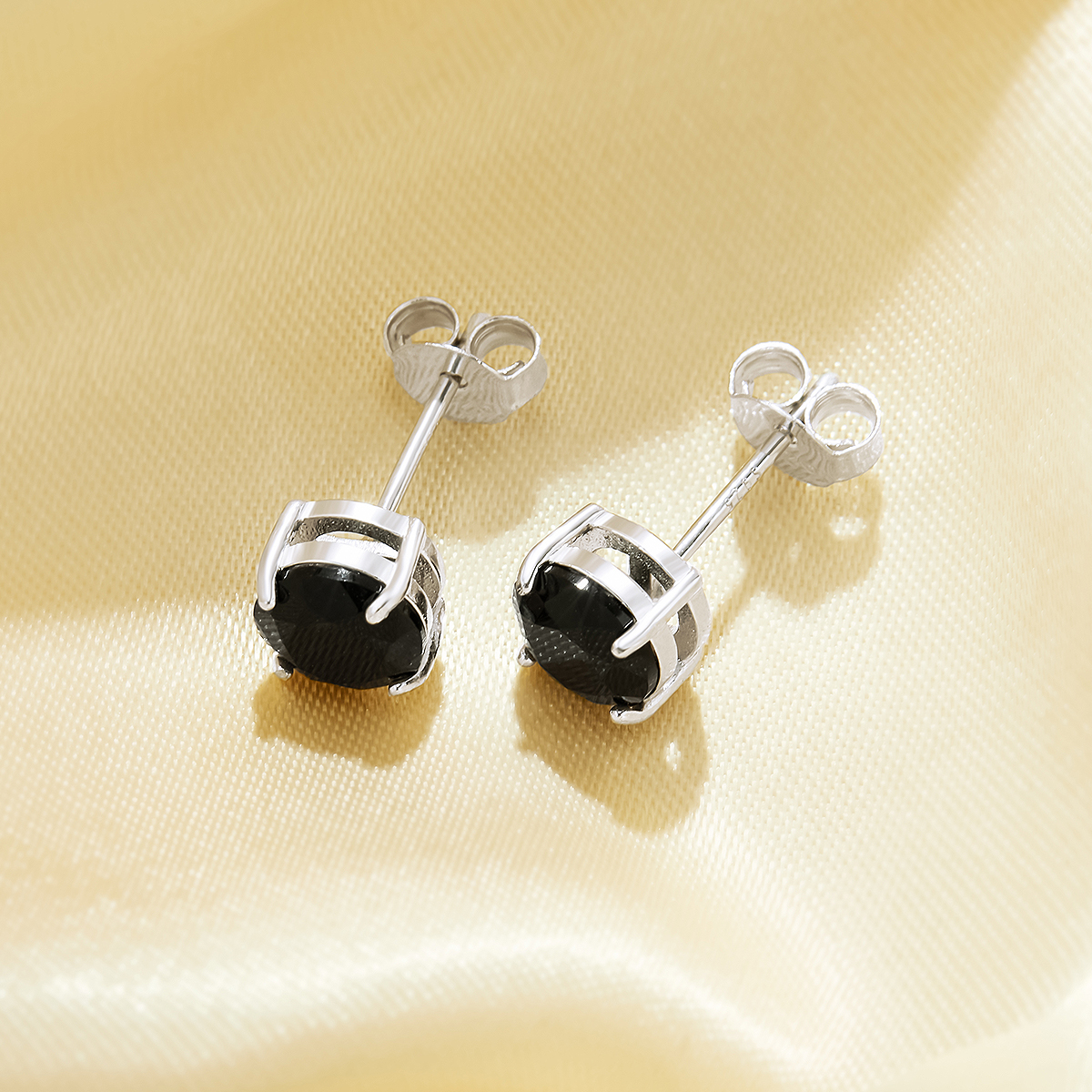 Minimalist Round Studs Earrings With 6MM Black Onyx,Solid 925 Sterling Silver Studs Earrings,Simple Earrings 6210286 - Click Image to Close